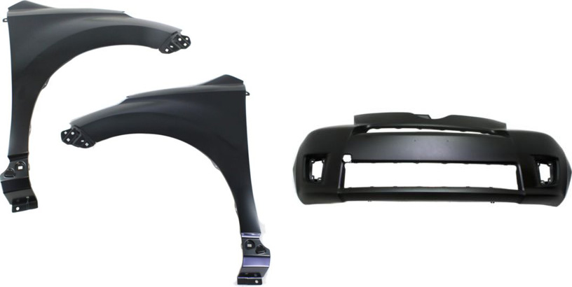 AM XD 08-14 FRONT BUMPER COVER Primed w Fog Light Holes 3 pc Kit with Fenders SKU KIT 022716-22 Partslink SC1000106 SC1240107 SC1241107 OEM 5211952945-5380252090-53801520