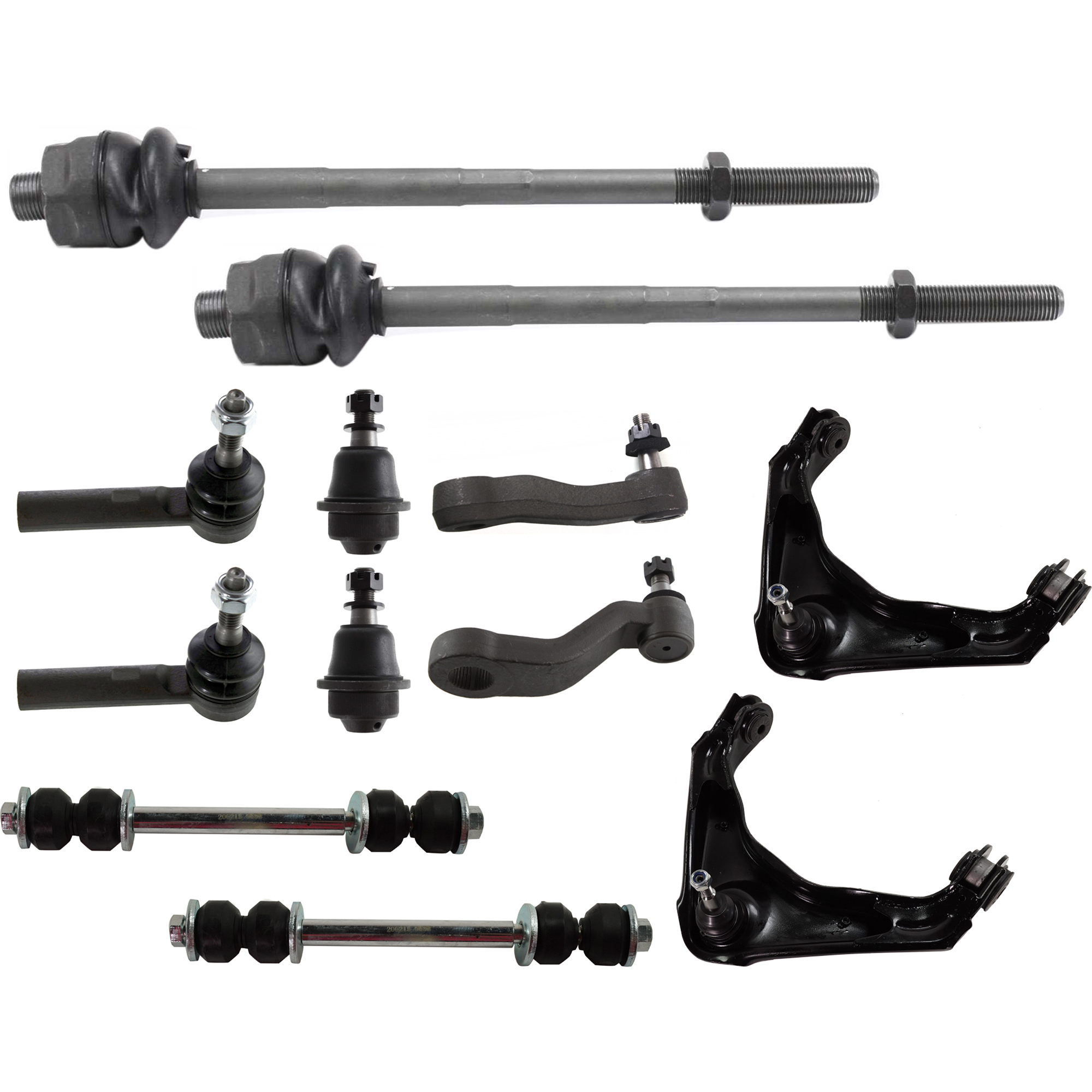 AM SILVERADO SIERRA P U 01-10 FRONT CONTROL ARM KIT RH AND LH Upper w ball joint s 12 pc Kit with Pitman Arm Idler Arm Ball Joint Tie Rod End Sway Bar Link SKU KIT 022718-07 OEM 114327-2601529-2601654-5051