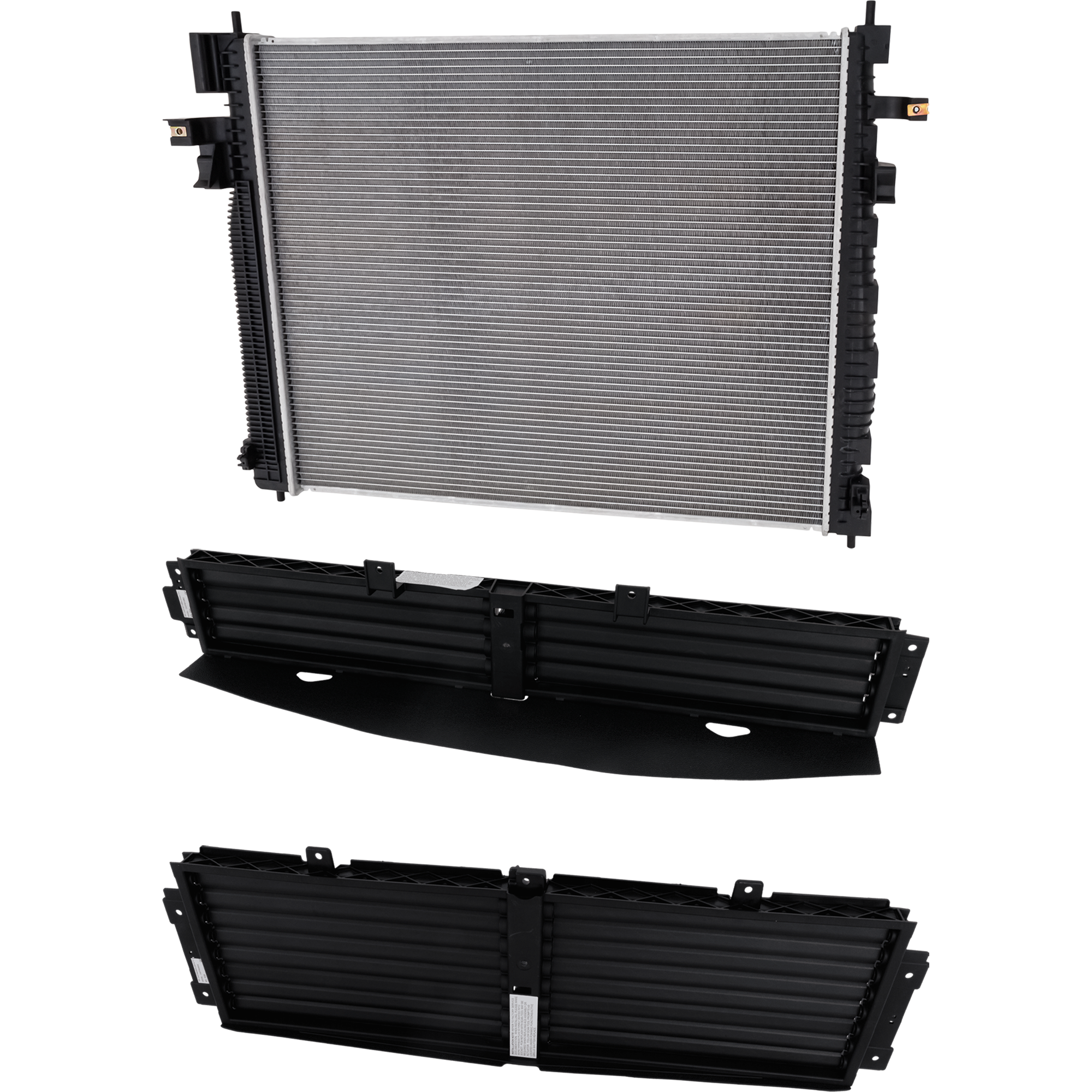 AM TRAVERSE 22-23 TRAVERSE LIMITED 24-24 RADIATOR 3 pc Kit 3.6L Eng. w Heavy Duty Cooling w Upper and Lower Active Grille Shutter SKU KIT 022726-03 Partslink GM3010613 GM1206138C GM1206139C OEM 86801856-84938011-85160740