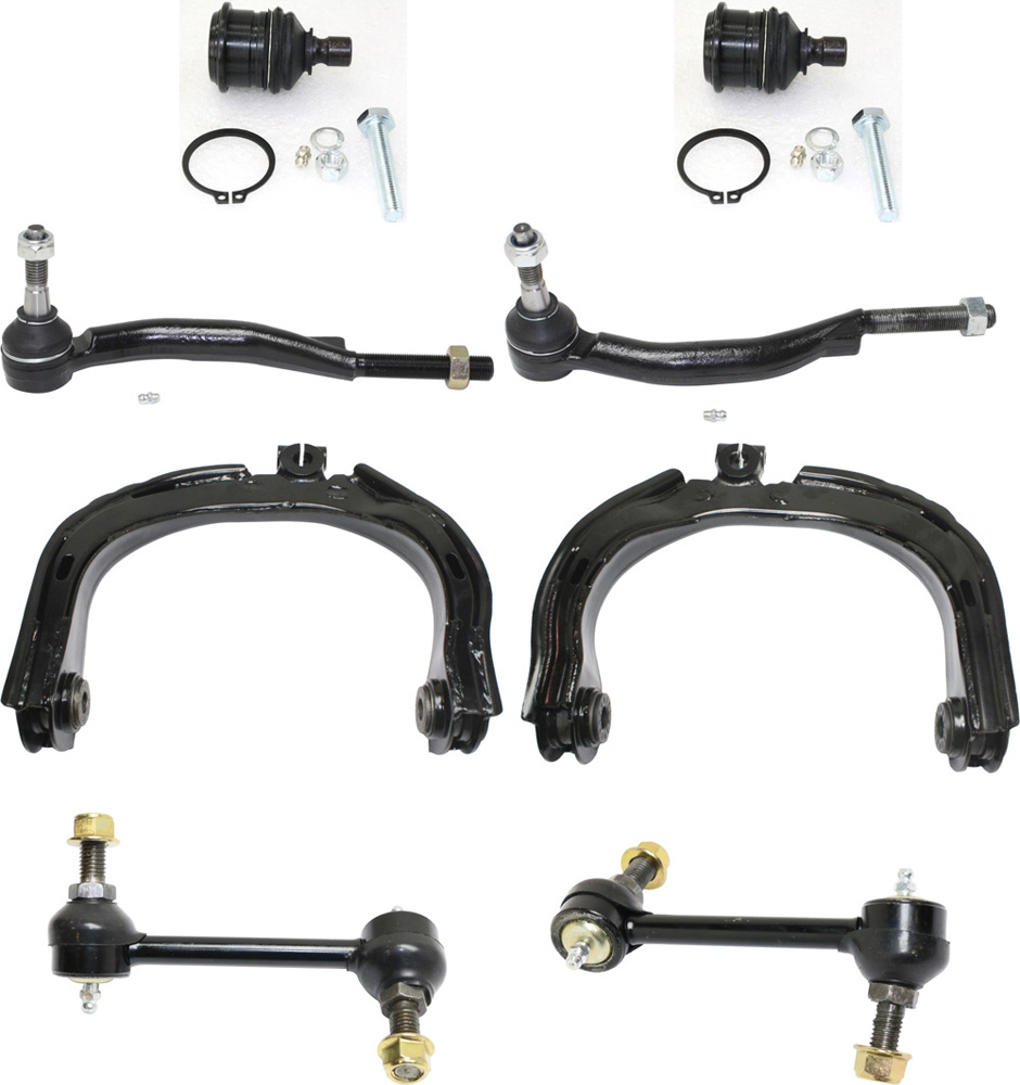 AM ENVOY TRAILBLAZER 02-09 FRONT CONTROL ARM KIT RH AND LH Upper 8 pc kit with Ball Joints Control Arms Sway Bar Links and Tie Rod Ends SKU KIT 022818-04 OEM 104-332-101-770-126-000-000-000-000