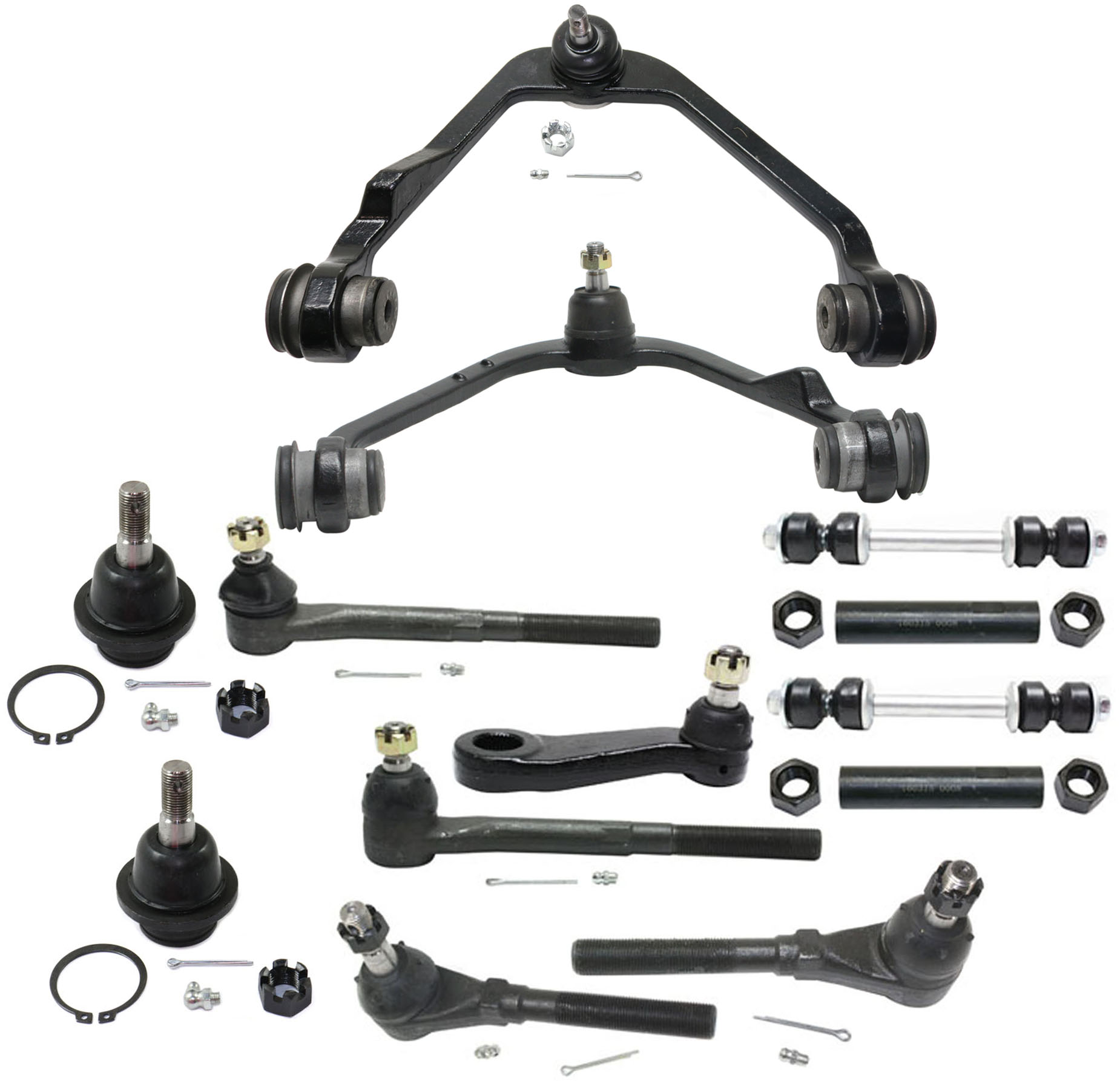 AM F 150-97-03 F 150 HERITAGE 04-04 FRONT CONTROL ARM KIT RH AND LH Upper w ball joint s 13 pc Kit with Pitman Arm Tie Rod End Ball Joint Sway Bar Link Tie Rod Adjusting Sleeve SKU KIT 022818-17 OEM 104222-285019-1016769-26014