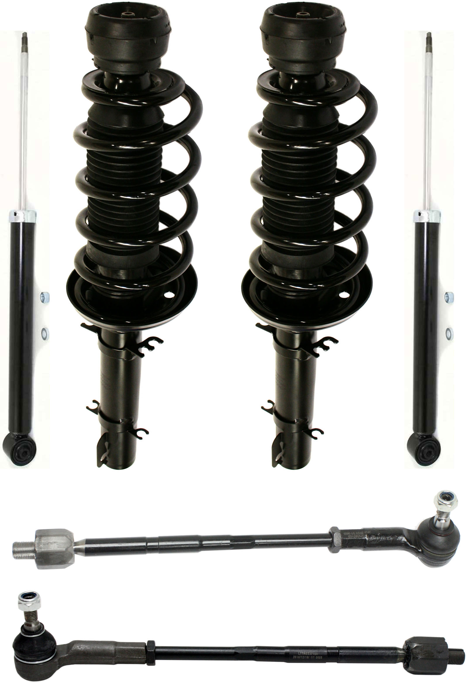 AM BEETLE 98-06 GOLF 99-06 GOLF CITY 07-09 SUSPENSION KIT RH AND LH 6 pc Kit with Loaded Struts Shock Absorbers and Tie Rod Assemblies SKU KIT 030315-08 OEM 171525-814101-92140127-1J04130