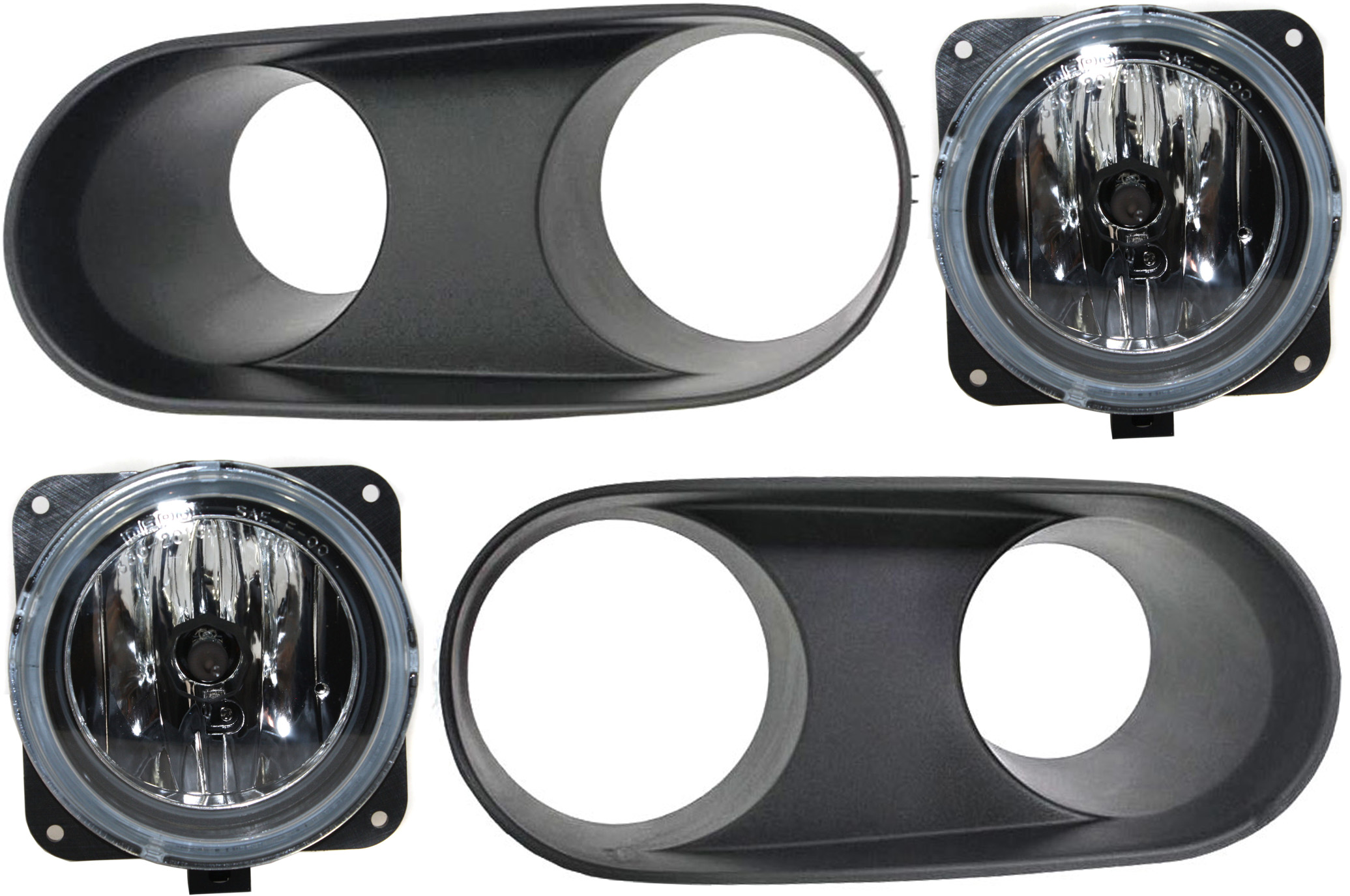 AM MUSTANG 03-04 FOG LAMP RH AND LH 4 pc kit Assembly Halogen includes Fog Light Trim SKU KIT 030317-03 Partslink FO2592194 FO2598107 FO2599107 OEM 2M5Z15200AB 2R3Z15B438BA 2R3Z1