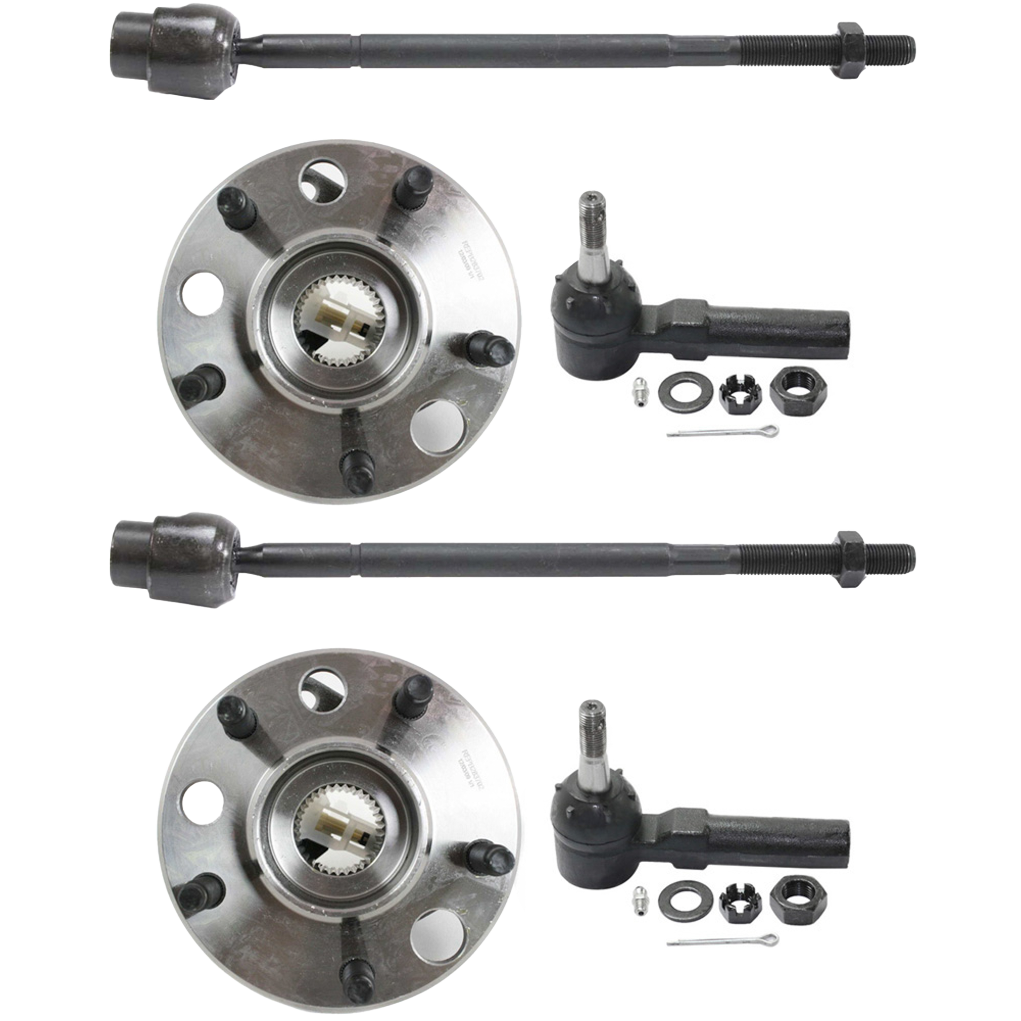 AM CENTURY 97-05 IMPALA 00-13 IMPALA LIMITED 14-16 FRONT SUSPENSION KIT RH AND LH 6 pc kit with Tie Rod Ends and Wheel Hubs SKU KIT 030317-12 OEM 382505-2695106-2695115-4051053