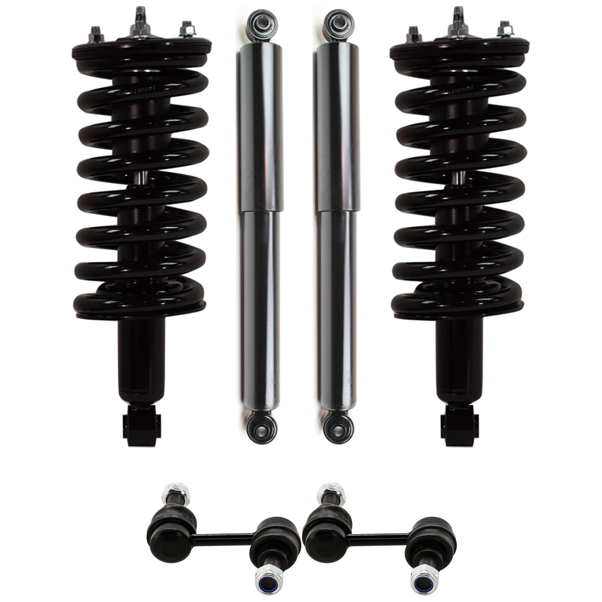 AM TITAN 08-12 FRONT SUSPENSION KIT RH AND LH 6 pc kit with Loaded Struts Shock Absorbers and Sway Bar Links SKU KIT 030321-02-100 OEM E6110ZR01B E6110ZZ50B 371358 L
