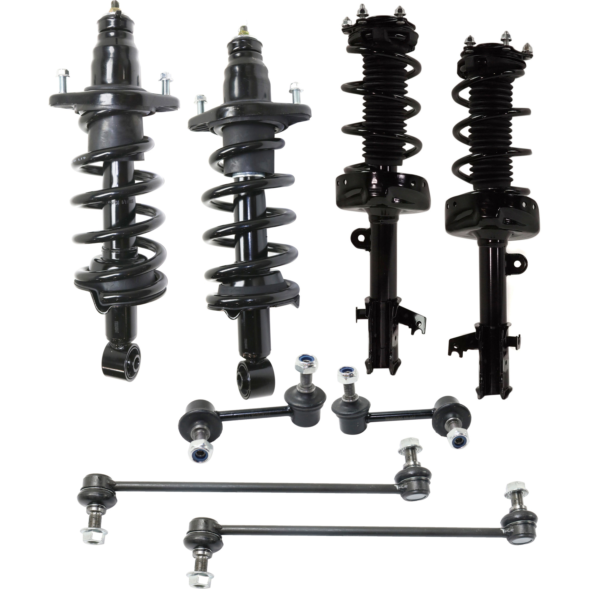 AM CR V 07-11 FRONT AND REAR SUSPENSION KIT RH AND LH 8 pc kit with Loaded Struts and Sway Bar Links SKU KIT 030321-02-53 OEM 51605SXSA02-51606SXSA02-55S116