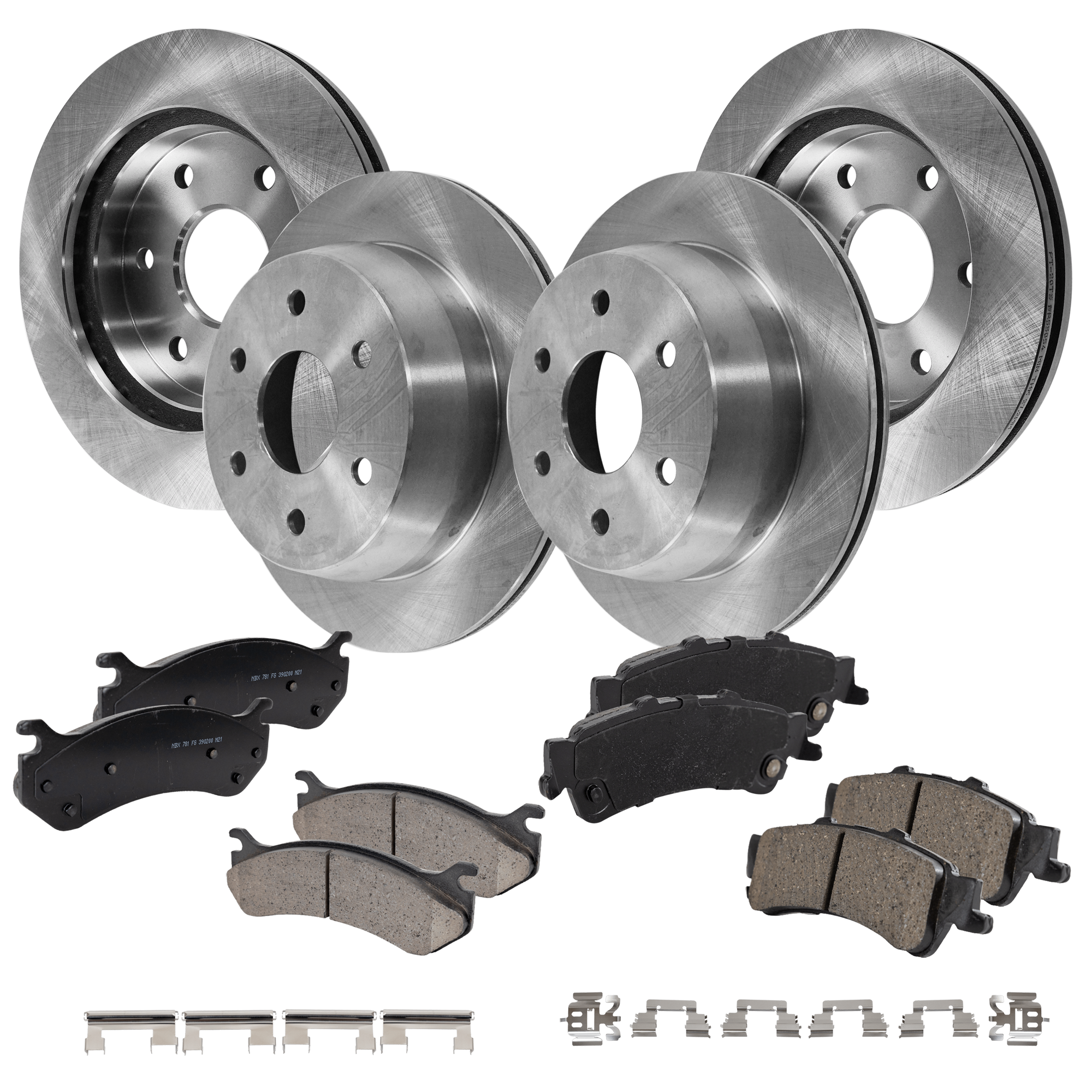 AM SILVERADO SIERRA 1500-99-07 FRONT AND REAR BRAKE DISC AND PAD KIT 8 pc Kit SKU KIT 030321-02-59 OEM 18060214-15716362-19241877-192