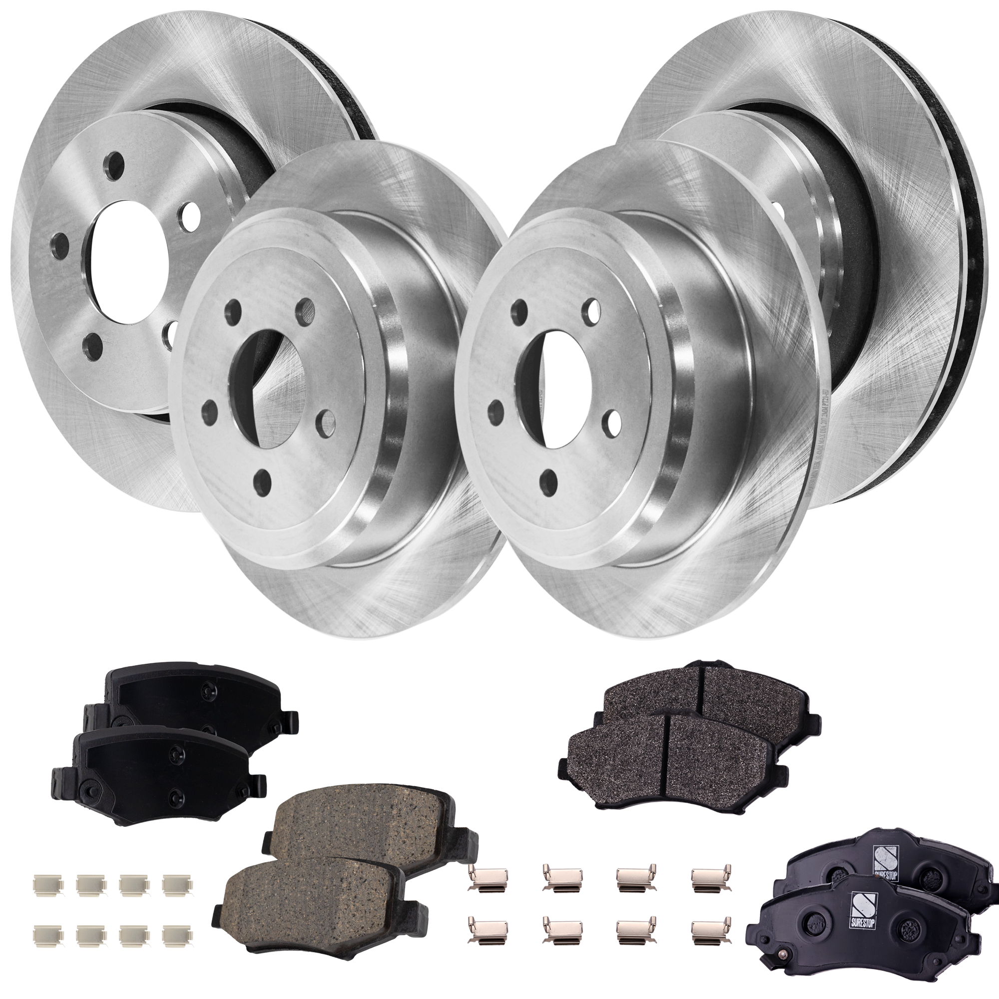 AM LIBERTY 08-12 NITRO 07-11 FRONT AND REAR BRAKE DISC AND PAD KIT 4 Wheel Set SKU KIT 030321-02-62 OEM 52129250AA 52109938AB 68003776