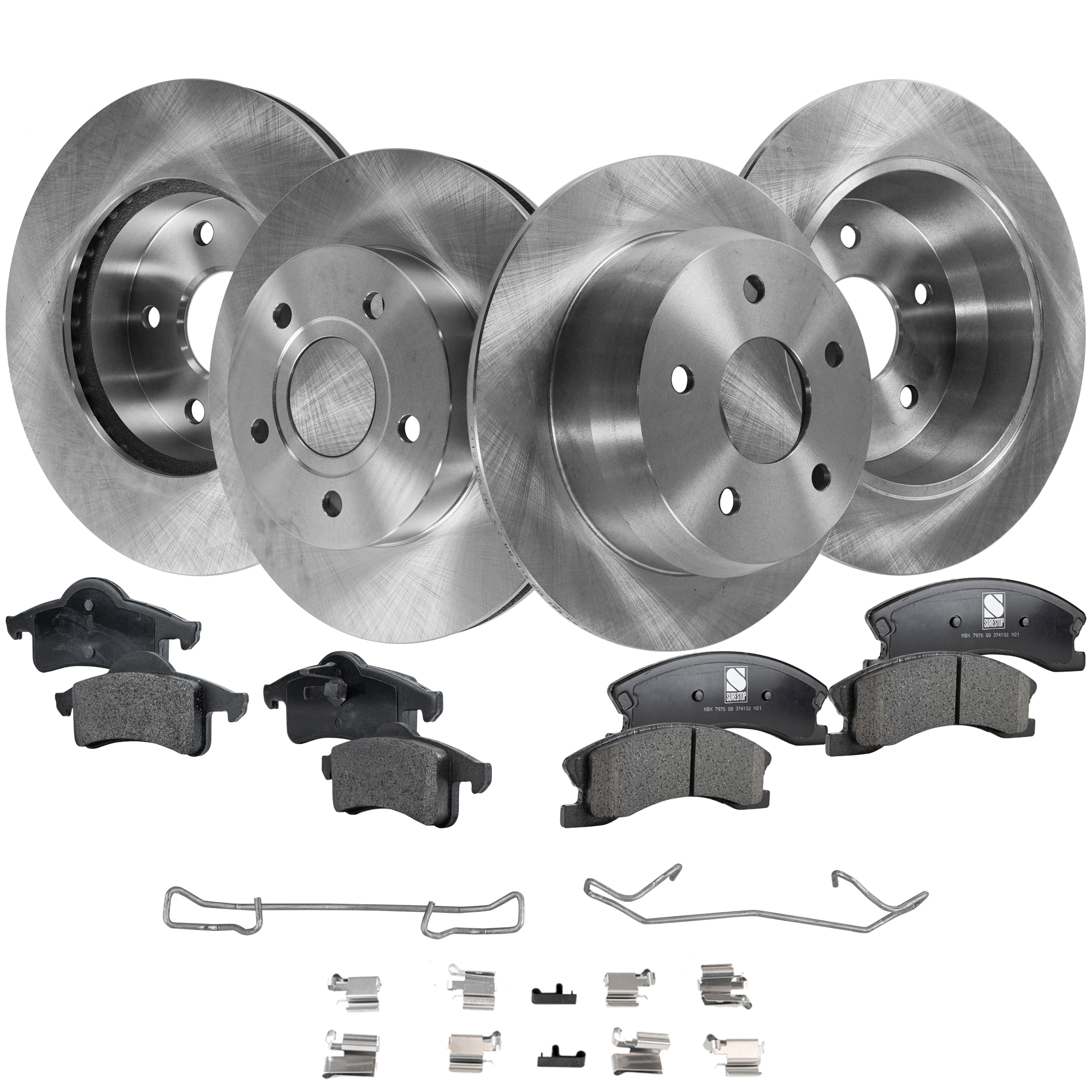 AM GRAND CHEROKEE 99-04 FRONT AND REAR BRAKE DISC AND PAD KIT 8 pc kit SKU KIT 030321-02-64 OEM 52098666-52098672-5011970AA 50