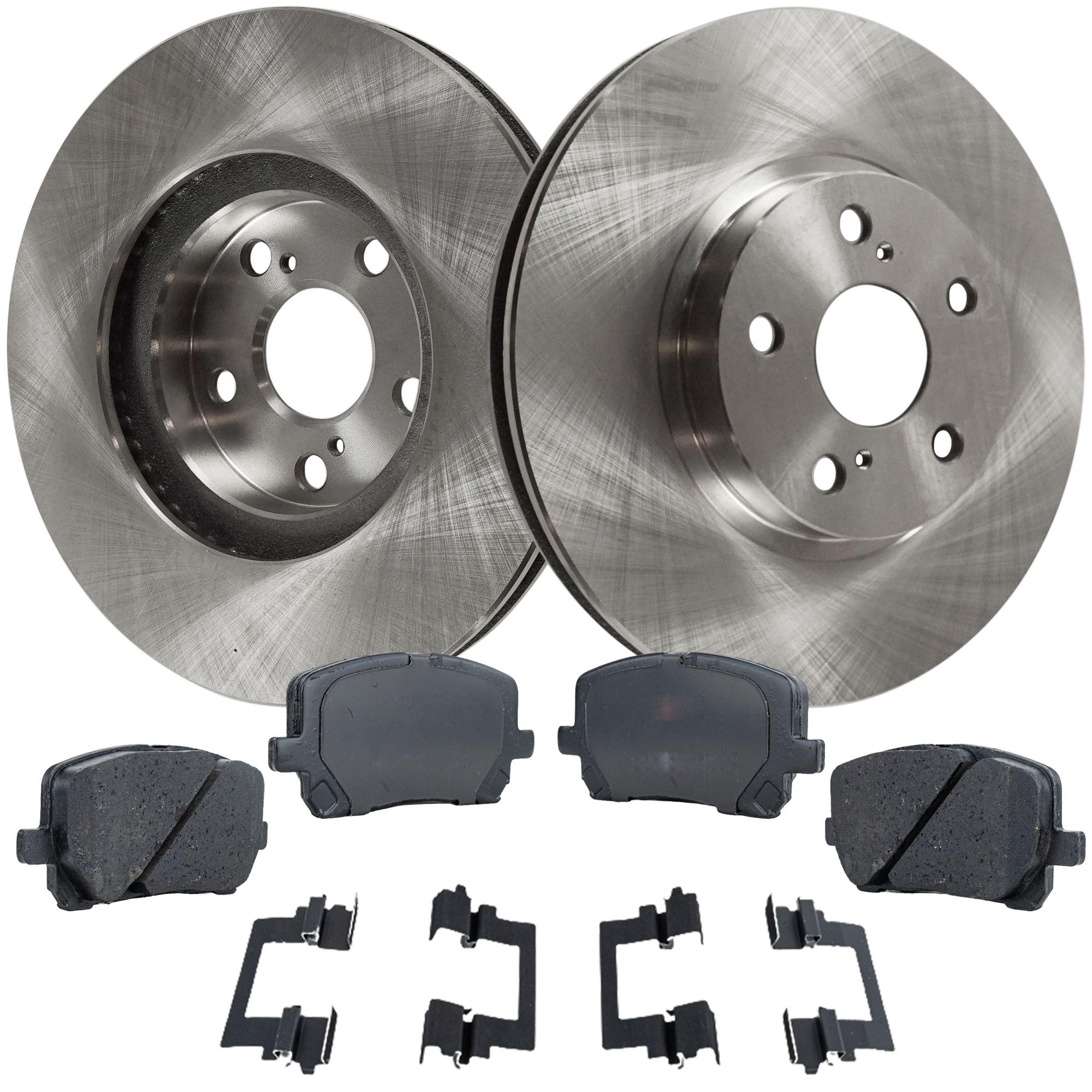 AM COROLLA MATRIX VIBE 03-08 FRONT BRAKE DISC AND PAD KIT 4 pc kit SKU KIT 030321-02-65 OEM 4351202110-4351202130-43512021