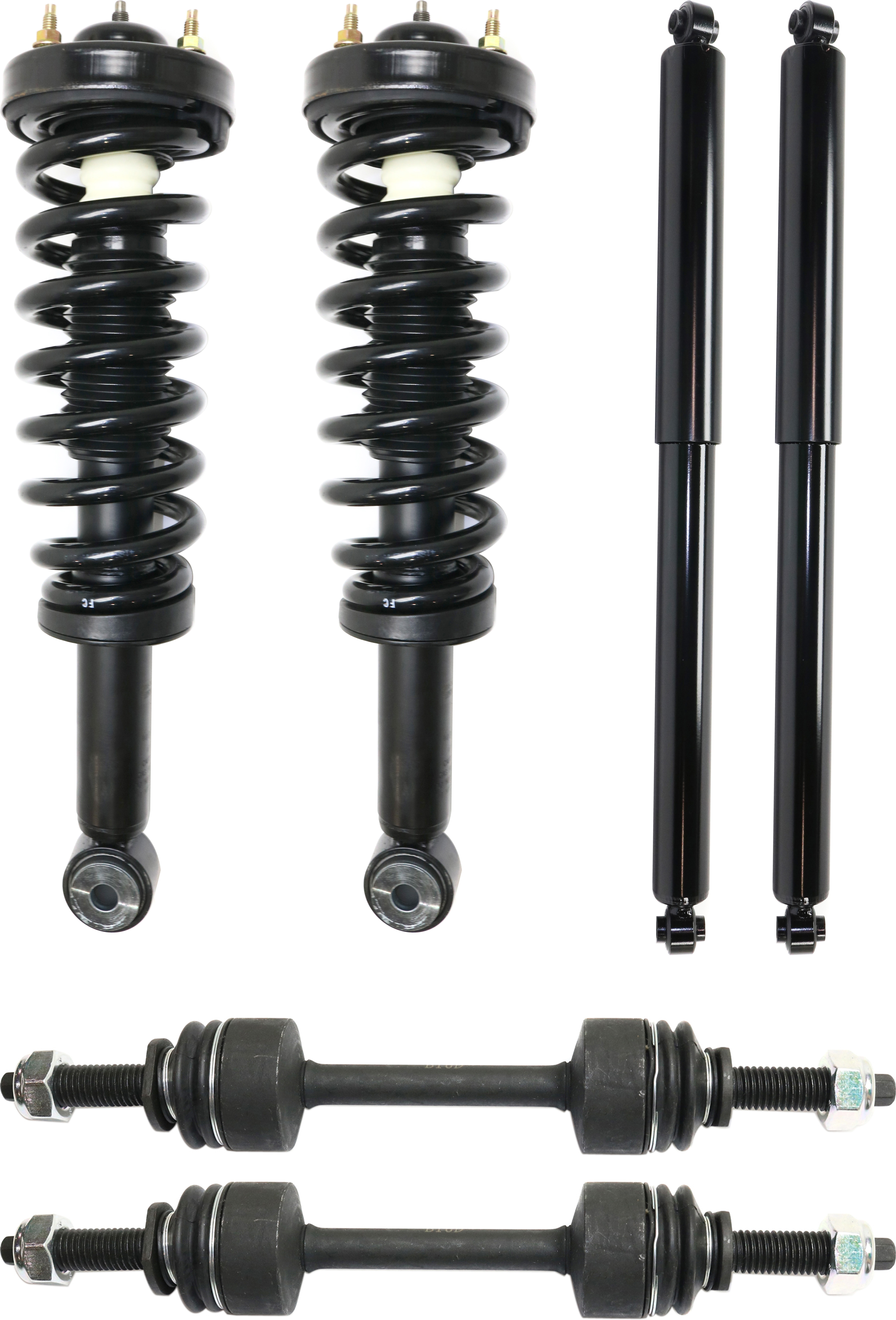 AM F 150-09-13 SUSPENSION KIT RH AND LH 6 pc kit with Loaded Struts Shock Absorbers and Sway Bar Links SKU KIT 030321-02-87 OEM 9L3Z18125F AL3Z18124AA AL3Z181