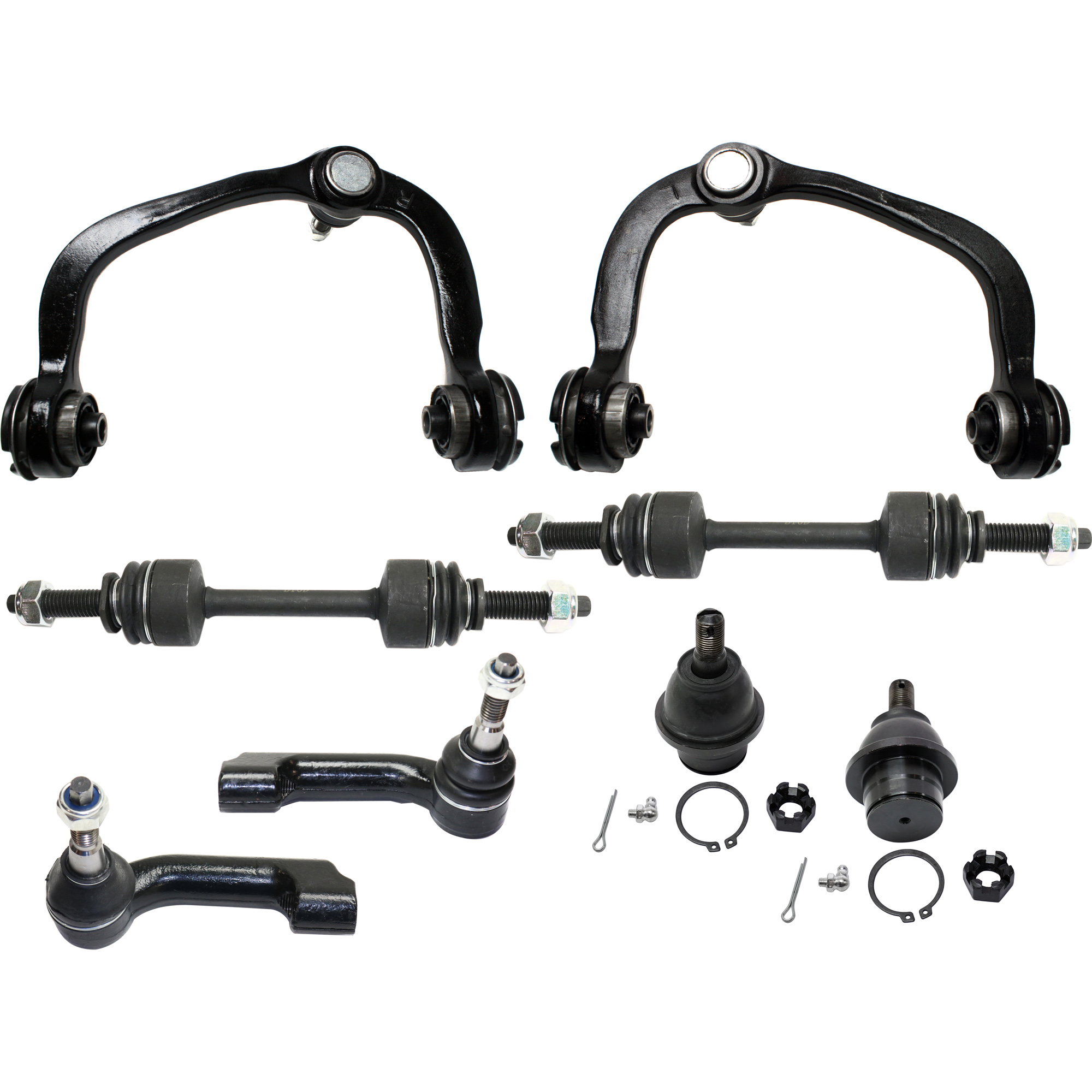 AM F 150-09-14 FRONT CONTROL ARM RH AND LH Upper 8 pc Kit with Ball Joints Sway Bar Links and Tie Rod Ends SKU KIT 030321-03-157 OEM 2601745-5051434-104500008-45D2