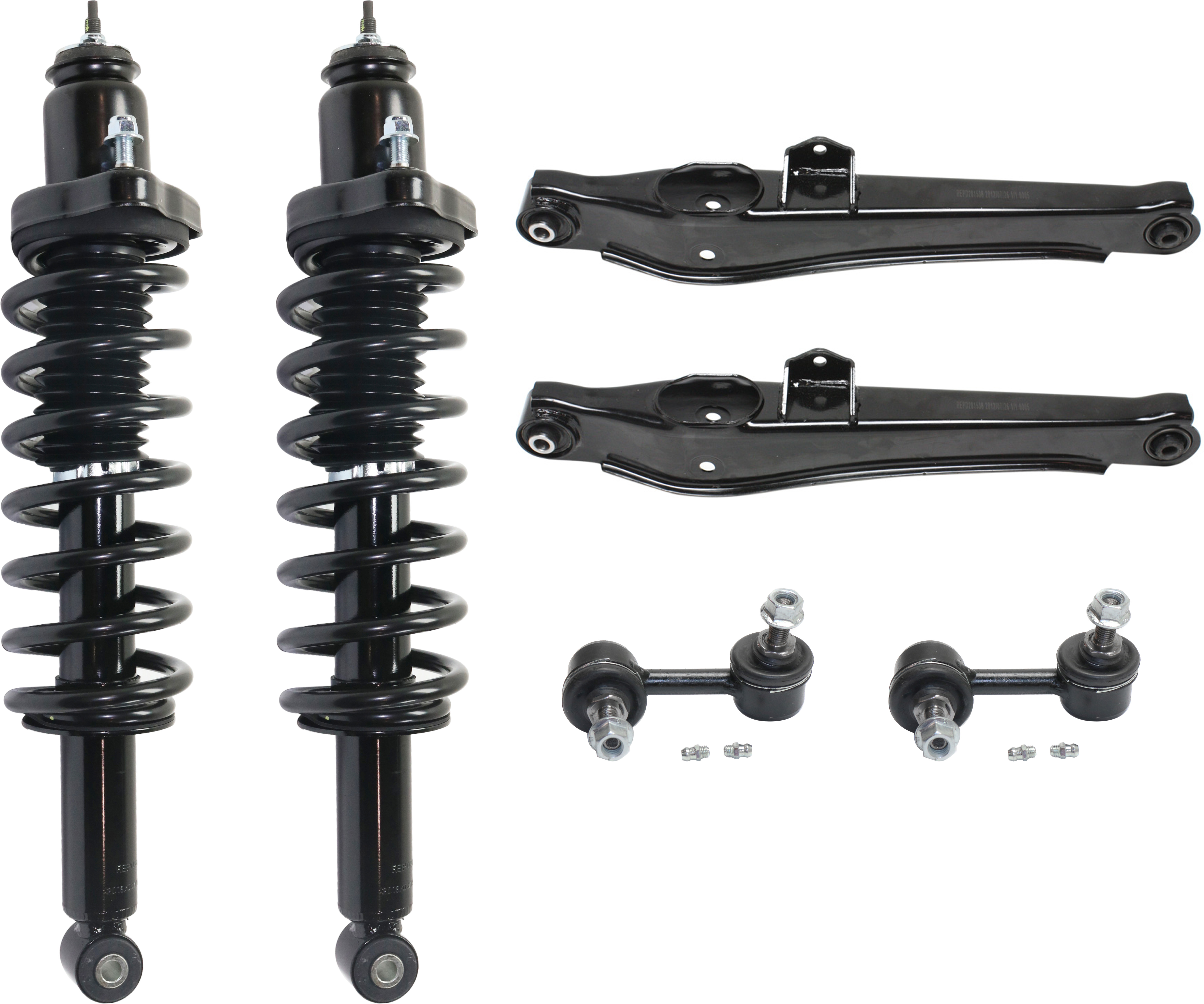 AM CALIBER 07-09 REAR CONTROL ARM KIT RH AND LH Lower w o Ball Joint 6 pc kit w Loaded Struts and Sway Bar Links SKU KIT 030321-03-158 OEM 5105272AE K641868-68058866AA 5