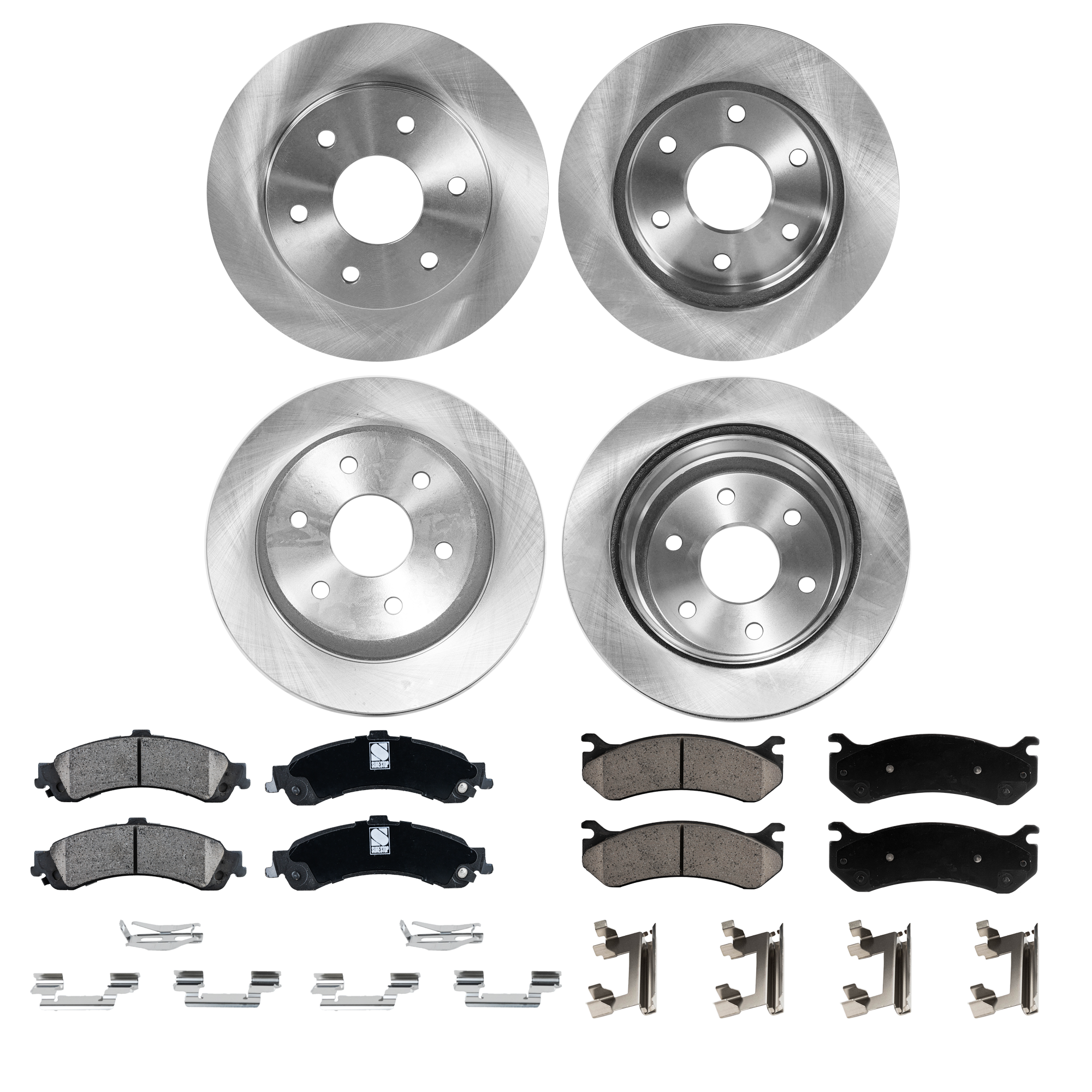 AM SILVERADO 1500-03-04 SUBURBAN 1500-00-06 FRONT AND REAR BRAKE DISC AND PAD KIT 4 Wheel Set SKU KIT 030321-03-159 OEM 15065077-25757802-15712802-157