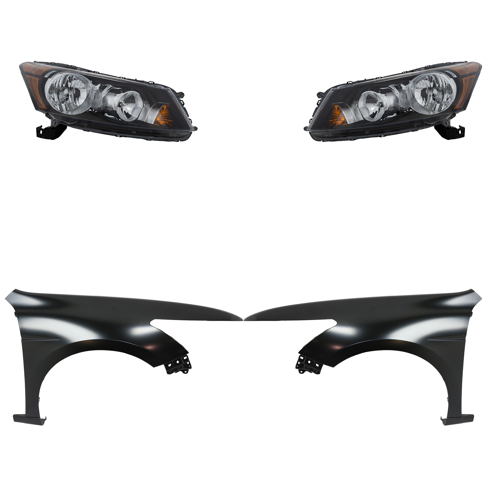 AM ACCORD 11-12 HEAD LAMP RH AND LH Assembly Halogen 4 pc Kit with Fenders SKU KIT 030323-10003 Partslink HO1240173C HO1241173C HO2502130C HO2503130C OEM 33100TA0A01-33150TA0A01-60210T