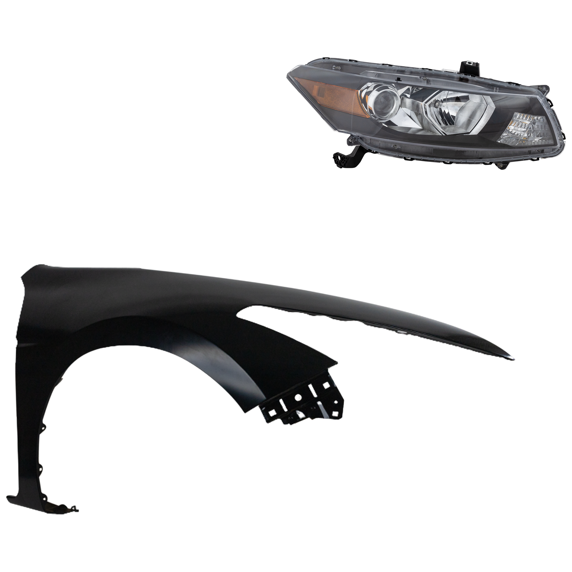 AM ACCORD 11-12 HEAD LAMP RH Assembly Halogen 2 pc Kit with Fender SKU KIT 030323-11004 Partslink HO2503135 HO2503141 HO1241174 OEM 33100TE0A01-33100TE0A11-60210T