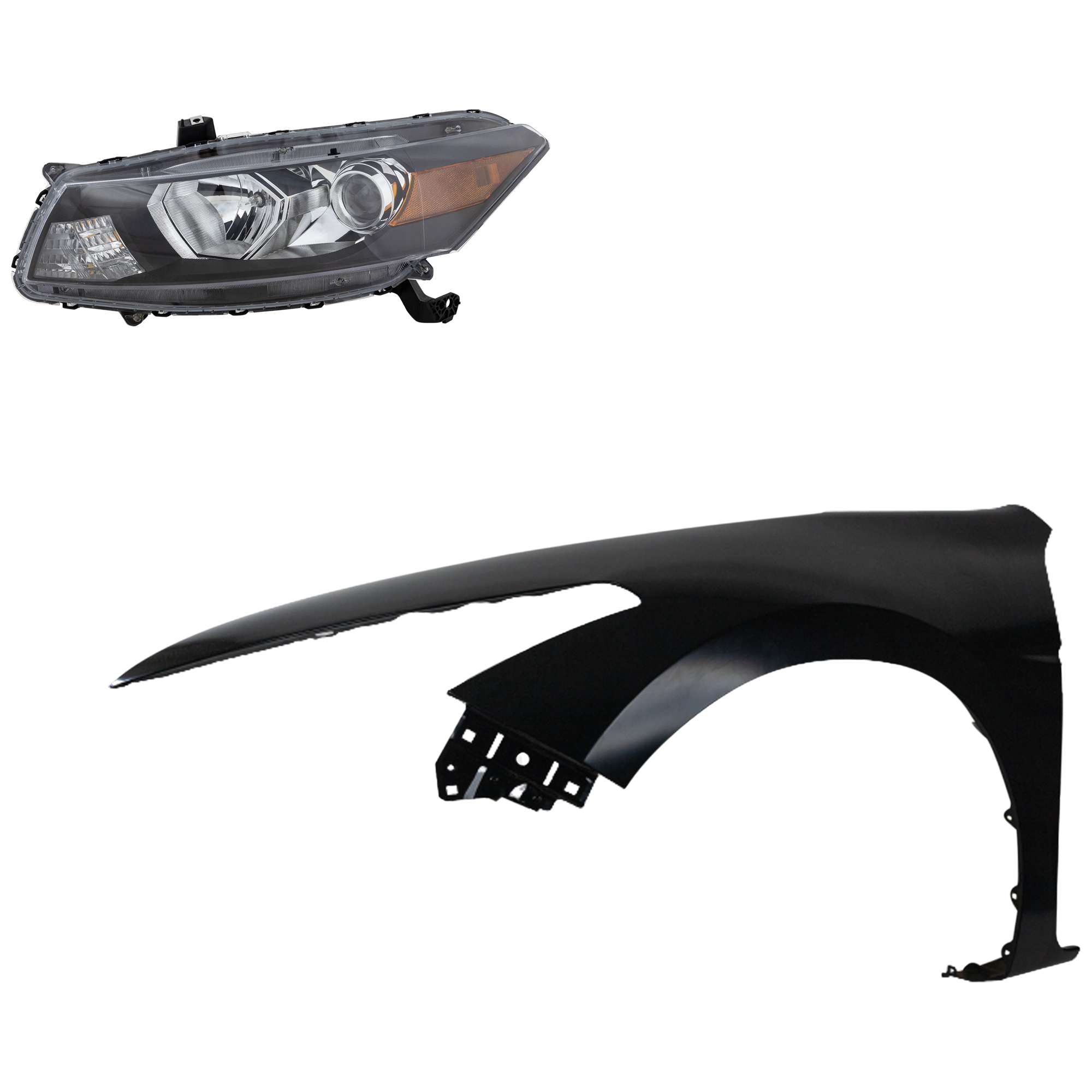 AM ACCORD 11-12 HEAD LAMP LH Assembly Halogen 2 pc Kit with Fender SKU KIT 030323-11005 Partslink HO2502135 HO2502141 HO1240174 OEM 33150TE0A01-33150TE0A11-60260T