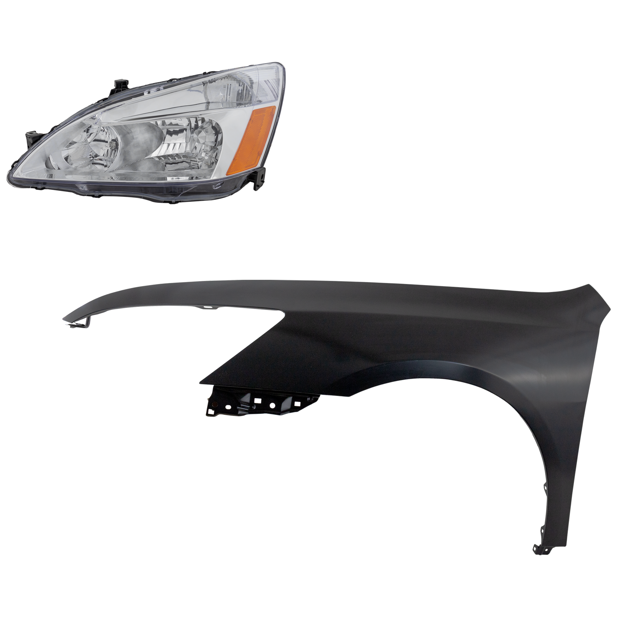 AM ACCORD 06-07 HEAD LAMP LH Assembly Halogen 2 pc Kit with Fender SKU KIT 030323-12305 Partslink HO1240157C OEM 04630SDAA90ZZ 33151SDAA01 PFM