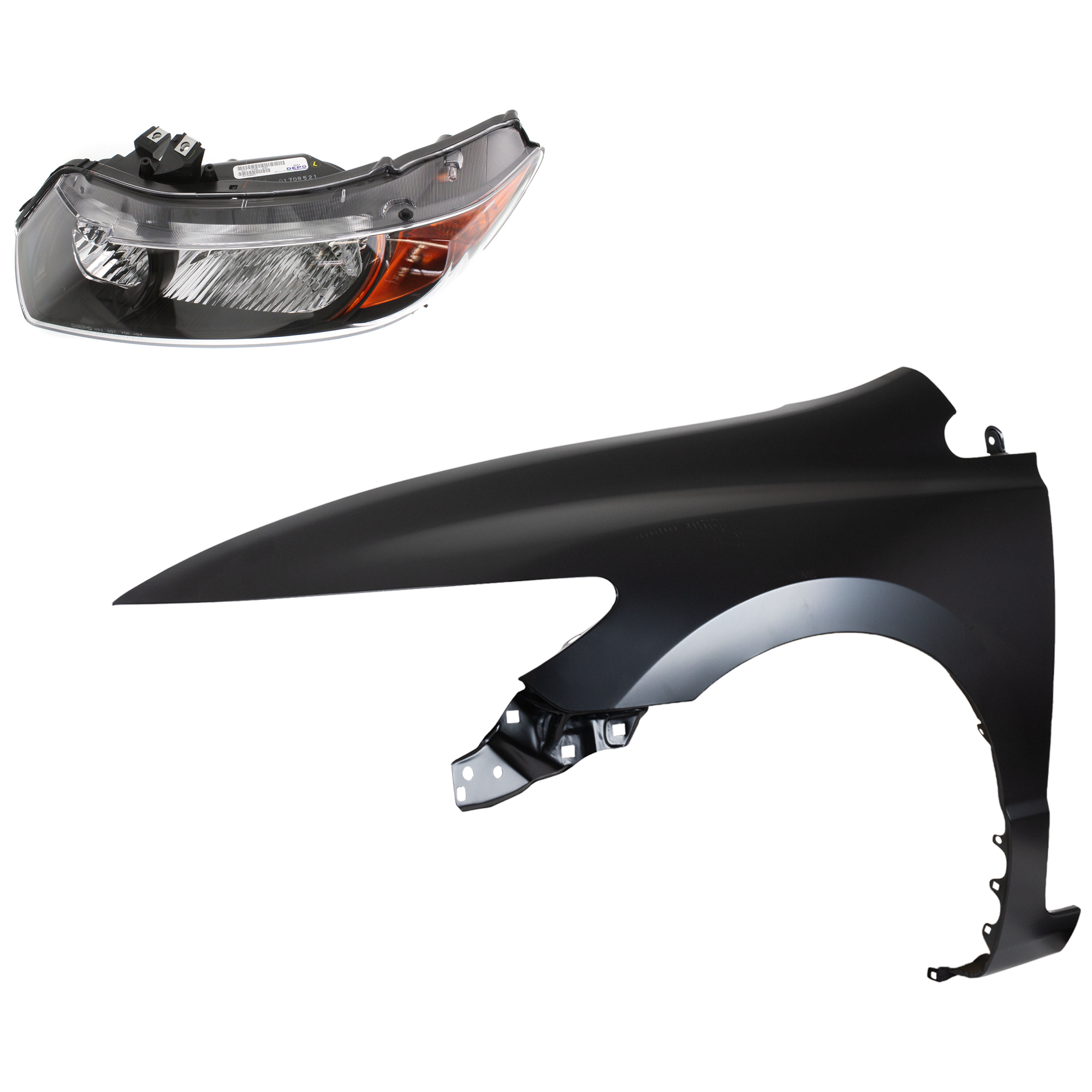 AM CIVIC 06-07 HEAD LAMP LH Assembly Halogen 2 pc Kit with Fender SKU KIT 030323-13805 Partslink HO1240169 OEM 33151SVAA01 PFM 60261SVAA90ZZ