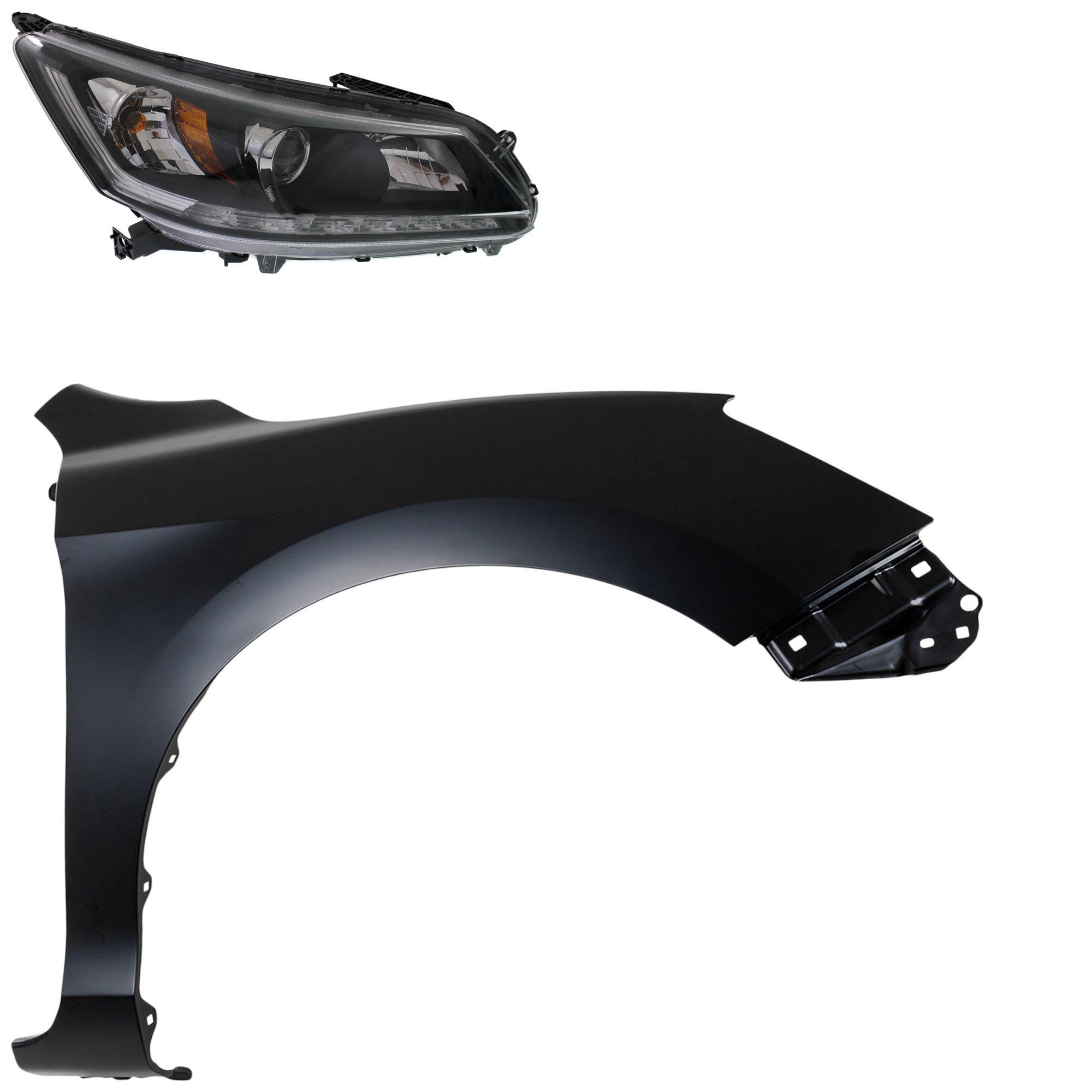 AM ACCORD 13-15 HEAD LAMP RH 2 pc Kit Assembly Halogen 6 Cyl 3.5L Engine with Fender EX L Touring Models Sedan SKU KIT 030323-20904 Partslink HO2503156 HO1241185 OEM 33100T2AA21-33100T2AA11-60211T