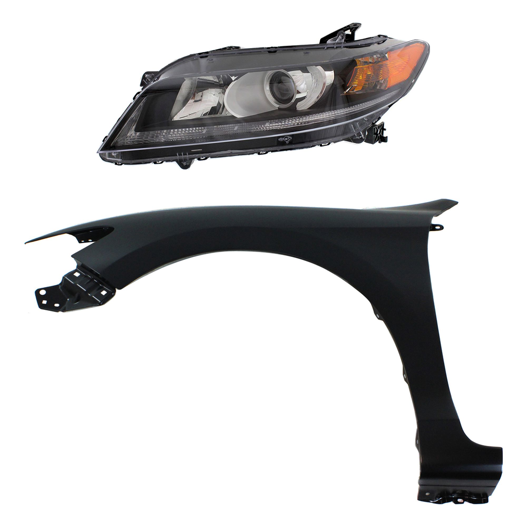AM ACCORD 13-15 HEAD LAMP LH Assembly Halogen 2 pc Kit with Fender SKU KIT 030323-21205 Partslink HO2502157 HO1240186 OEM 33150T3LA11-60261T3LA90ZZ