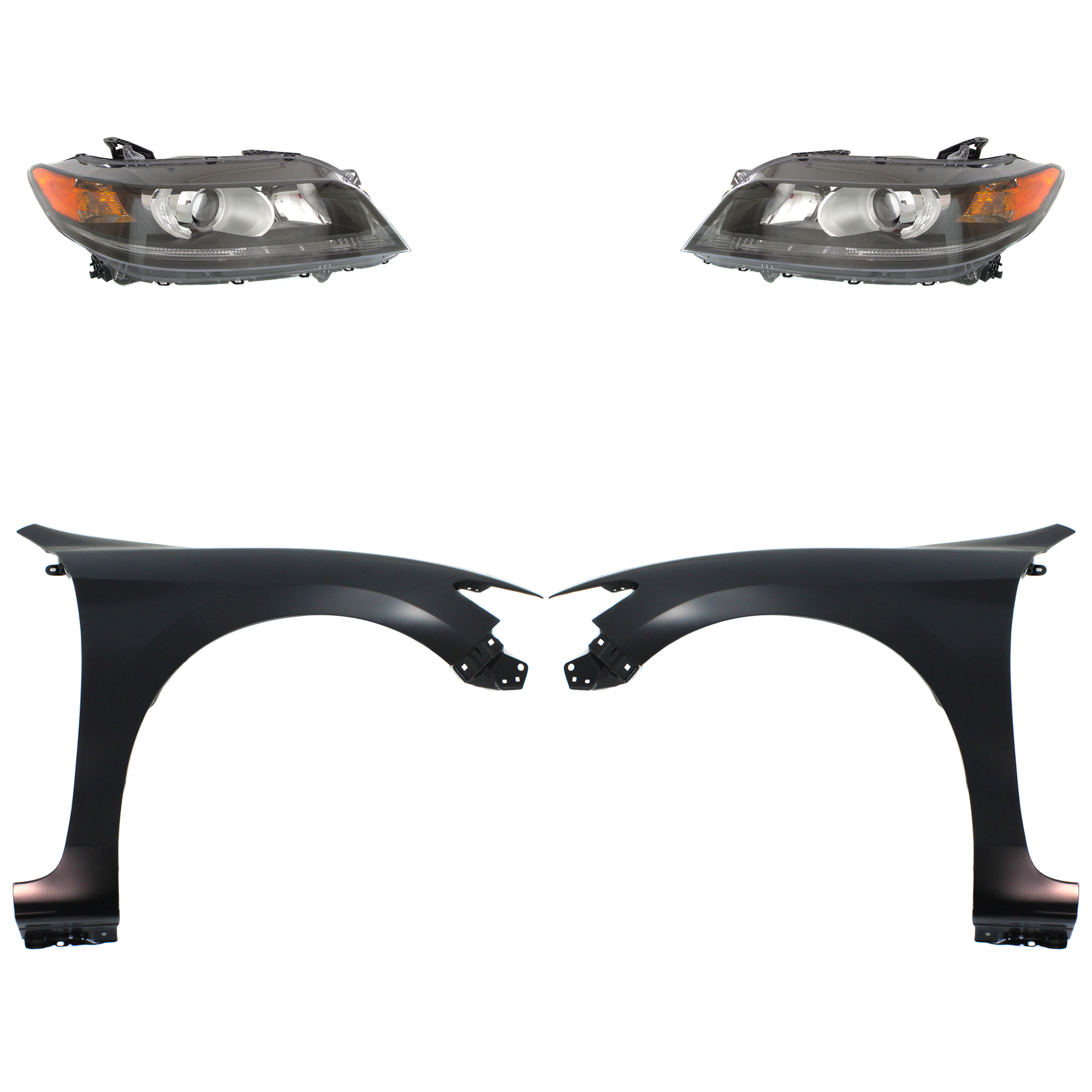 AM ACCORD 13-15 HEAD LAMP RH AND LH Assembly Halogen 4 pc Kit with Fenders SKU KIT 030323-21303 Partslink HO1240186C HO1241186C HO2502157C HO2503157C OEM 33100T3LA11-33150T3LA11-60211T
