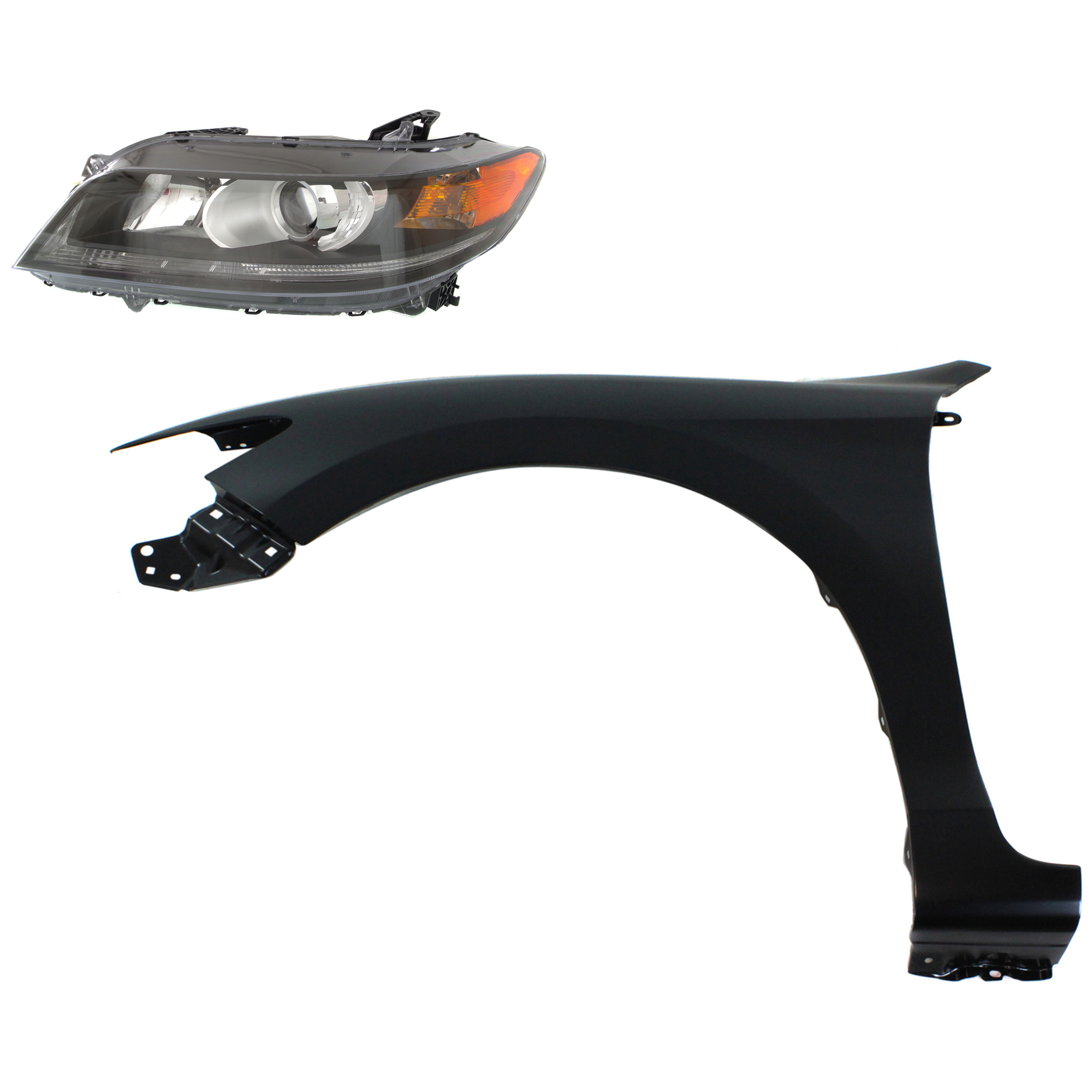 AM ACCORD 13-15 HEAD LAMP LH Assembly Halogen 2 pc Kit with Fender SKU KIT 030323-21305 Partslink HO1240186C HO2502157C OEM 33150T3LA11-60261T3LA90ZZ