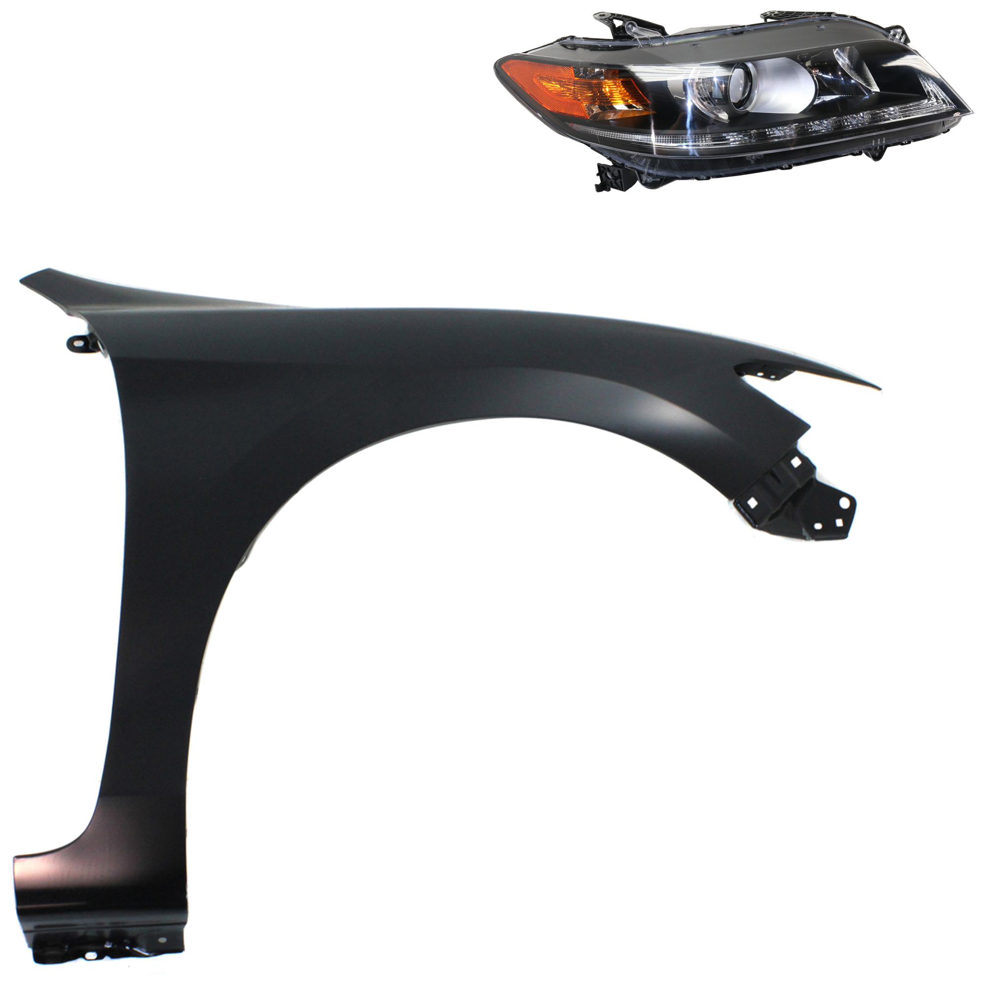 AM ACCORD 13-15 HEAD LAMP RH Assembly Halogen 2 pc Kit with Fender SKU KIT 030323-21904 Partslink HO1241186C HO2503153C OEM 33100T3LA01-60211T3LA90ZZ