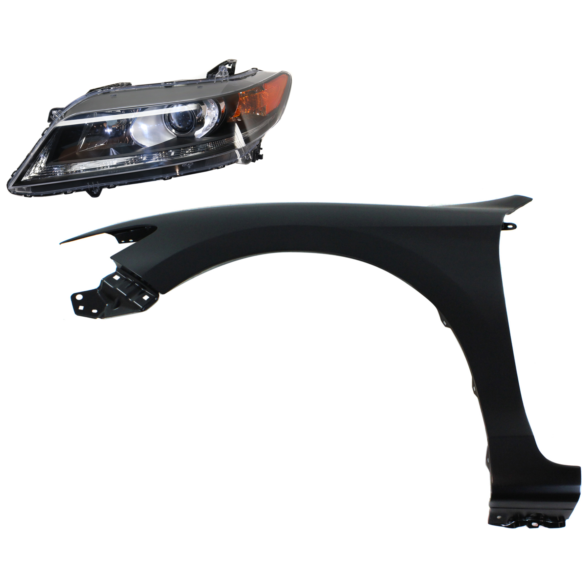 AM ACCORD 13-15 HEAD LAMP LH Assembly Halogen 2 pc Kit with Fender SKU KIT 030323-21905 Partslink HO1240186C HO2502153C OEM 33150T3LA01-60261T3LA90ZZ