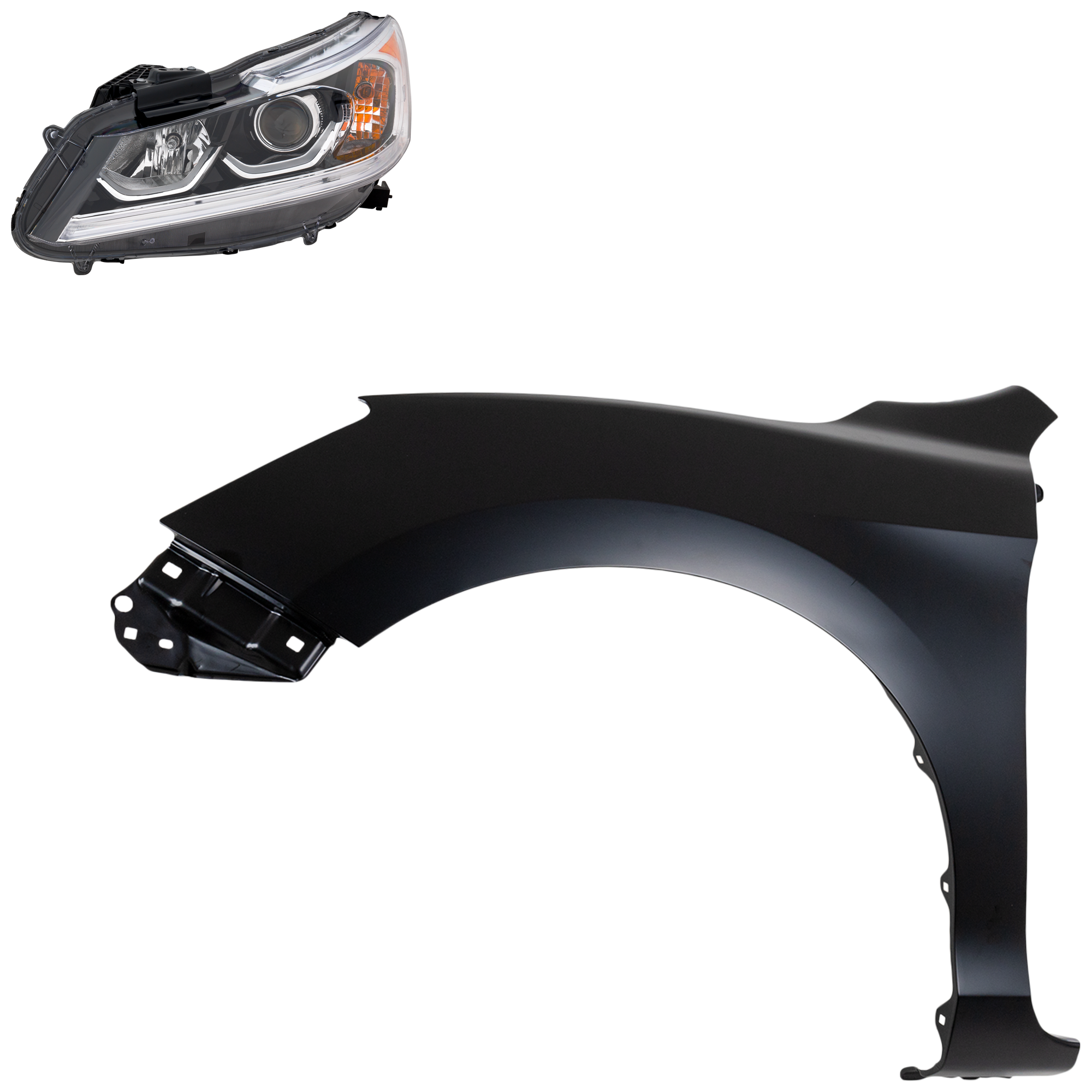 AM ACCORD 16-17 HEAD LAMP LH Assembly Halogen 2 pc Kit with Fender SKU KIT 030323-24405 Partslink HO2502168 HO1240185 OEM 33150T2AA61-60261T2FA90ZZ