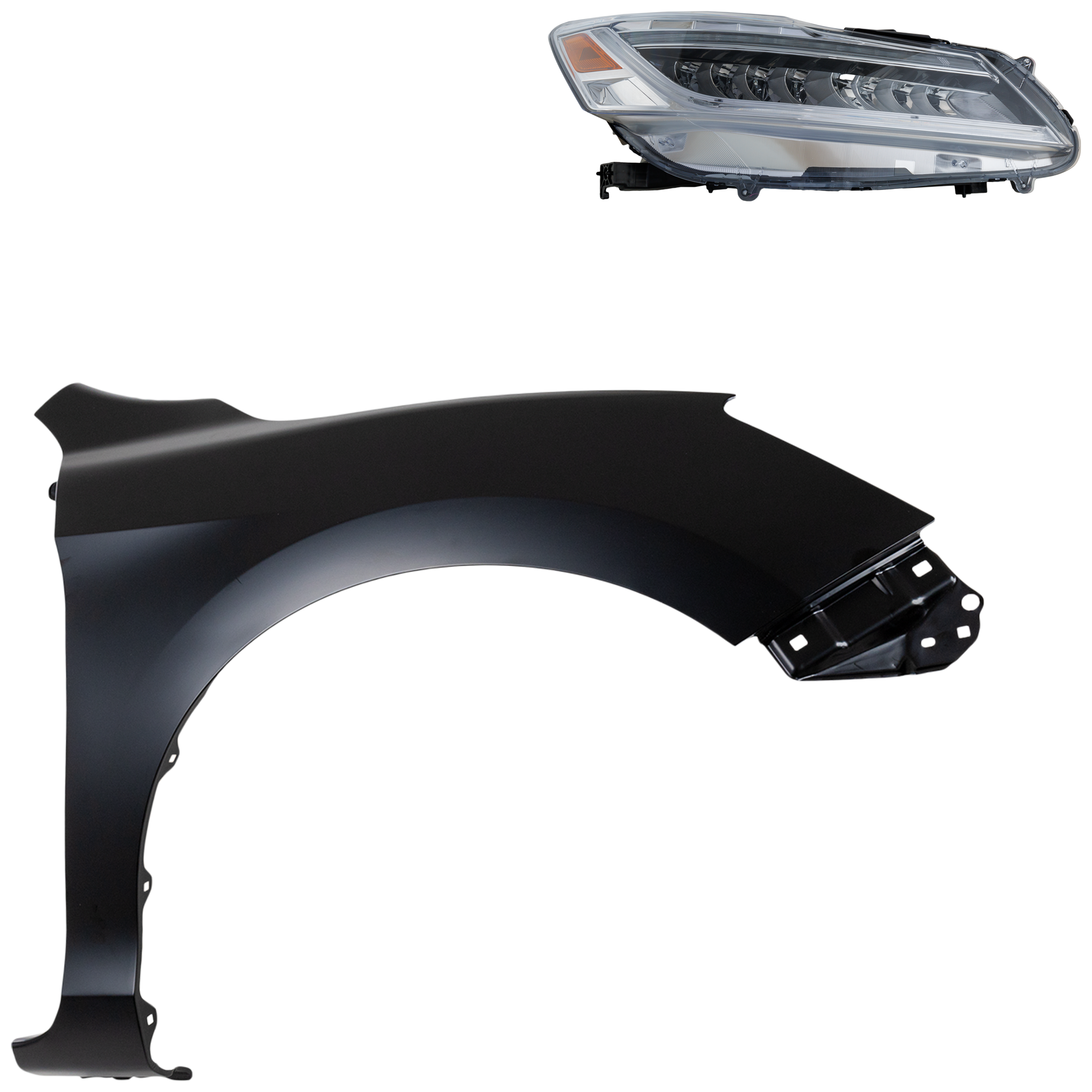 AM ACCORD 16-17 HEAD LAMP RH Assembly LED 2 pc Kit with Fender SKU KIT 030323-26304 Partslink HO2503174 HO1241185 OEM 33100T2AA32-60211T2FA90ZZ