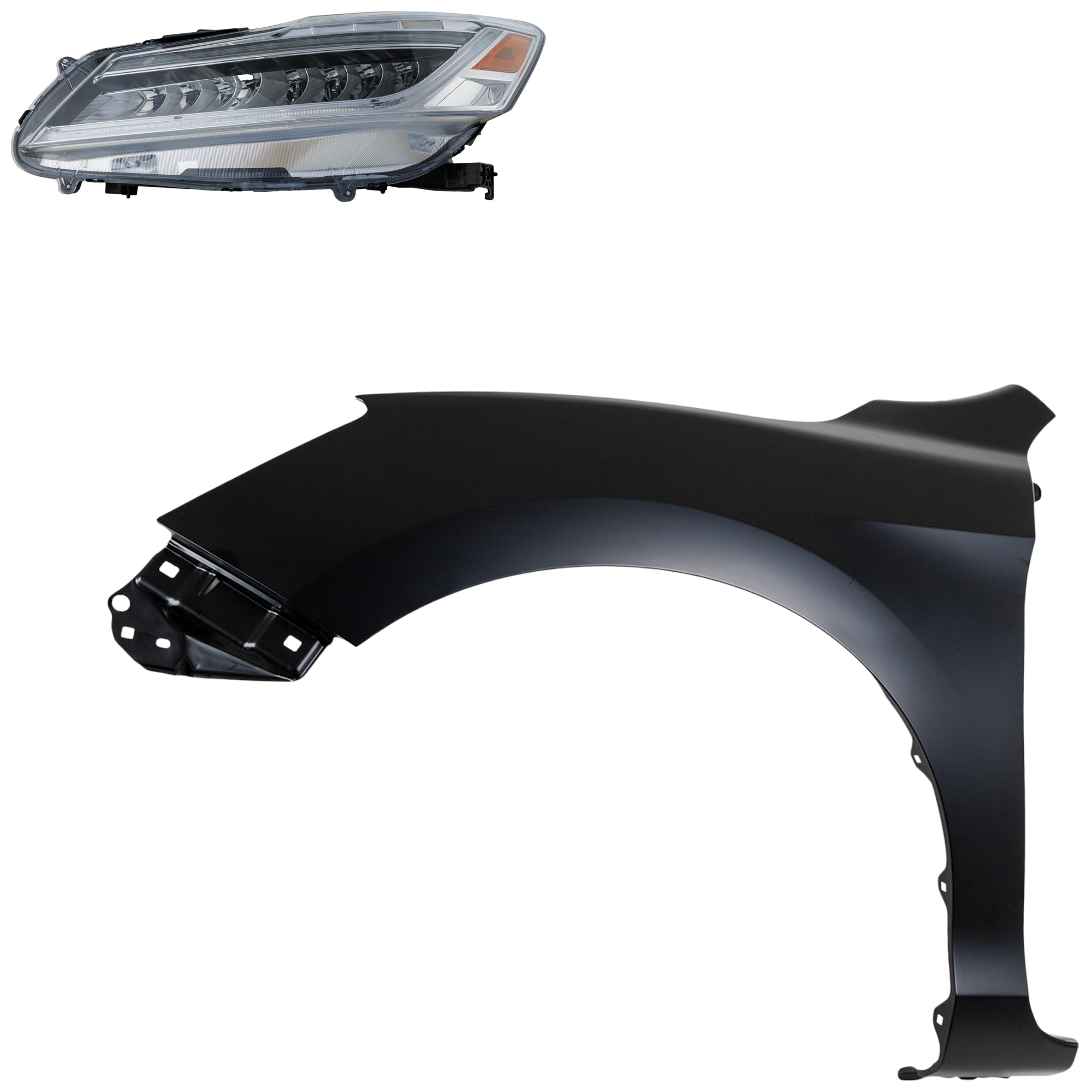 AM ACCORD 16-17 HEAD LAMP LH Assembly LED 2 pc Kit with Fender SKU KIT 030323-26305 Partslink HO2502174 HO1240185 OEM 33150T2AA32-60261T2FA90ZZ