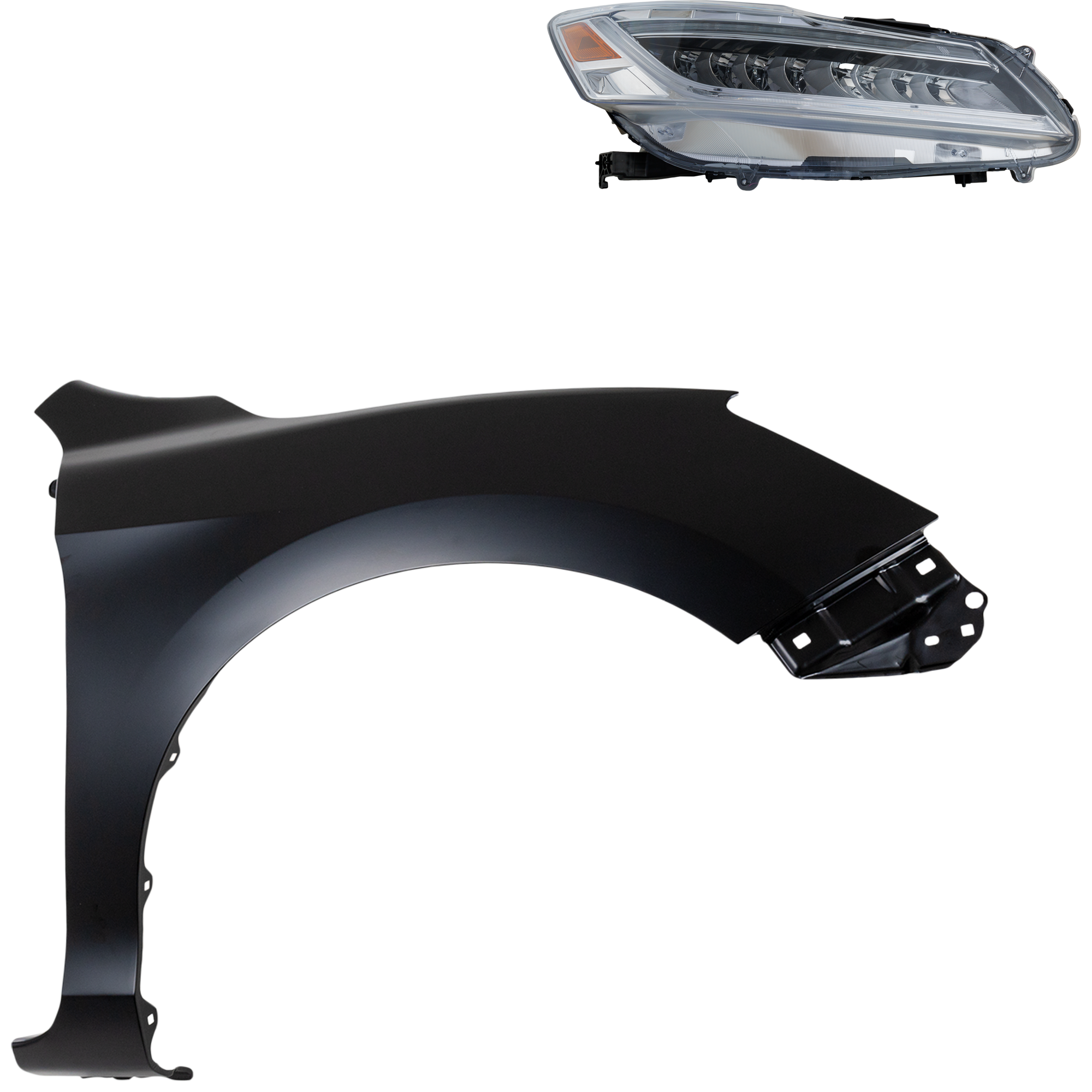 AM ACCORD 16-17 HEAD LAMP RH Assembly LED 2 pc Kit with Fender SKU KIT 030323-26404 Partslink HO1241185C HO2503174C OEM 33100T2AA32-60211T2FA90ZZ