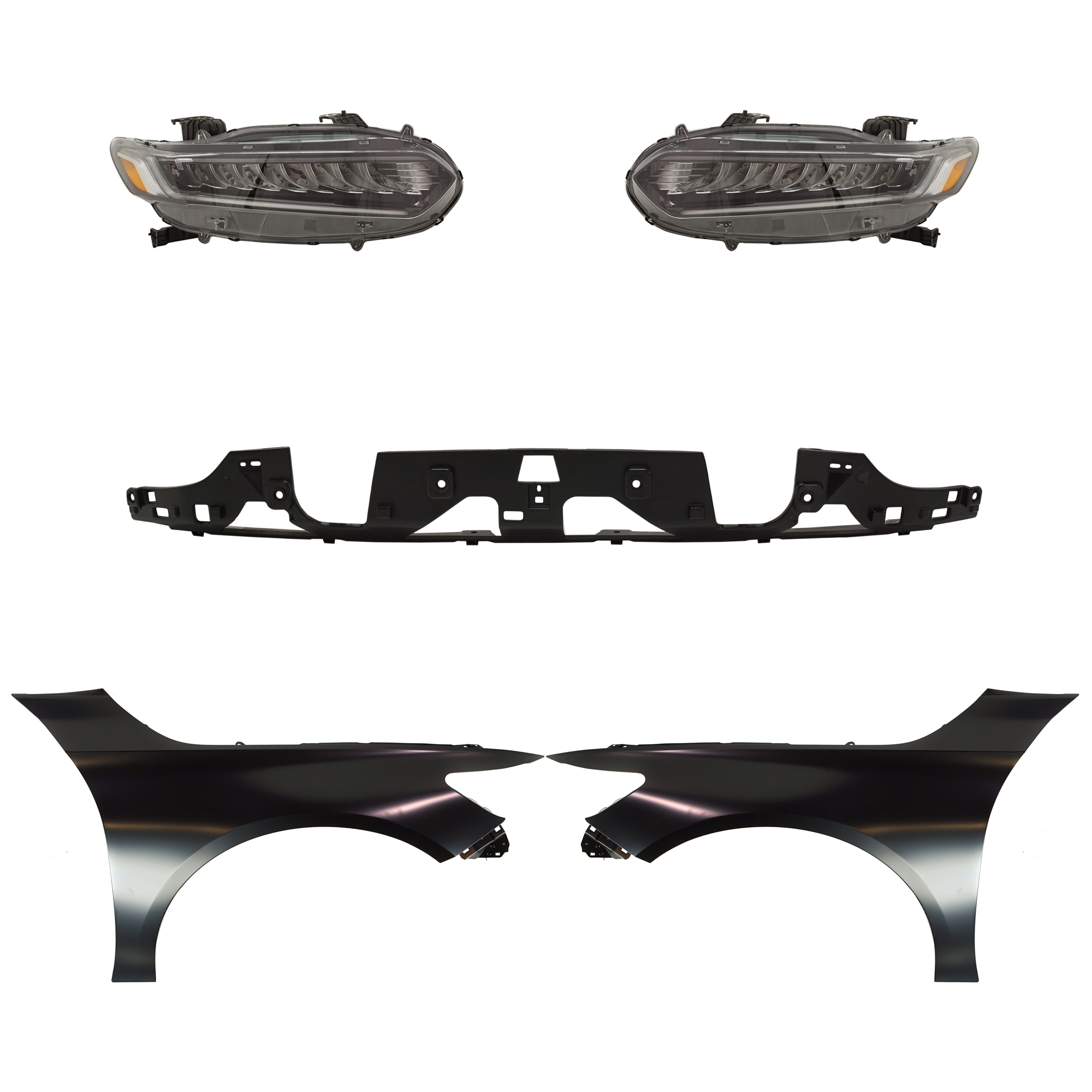 AM ACCORD 18-20 HEAD LAMP RH AND LH LED Assembly 5 pc Kit Touring Model with Fenders and Grille Assembly SKU KIT 030323-286 Partslink HO2502188 HO2503188 HO1240196 HO1241196 HO1200238 OEM 33100TVAA11-33150TVAA11-60260T