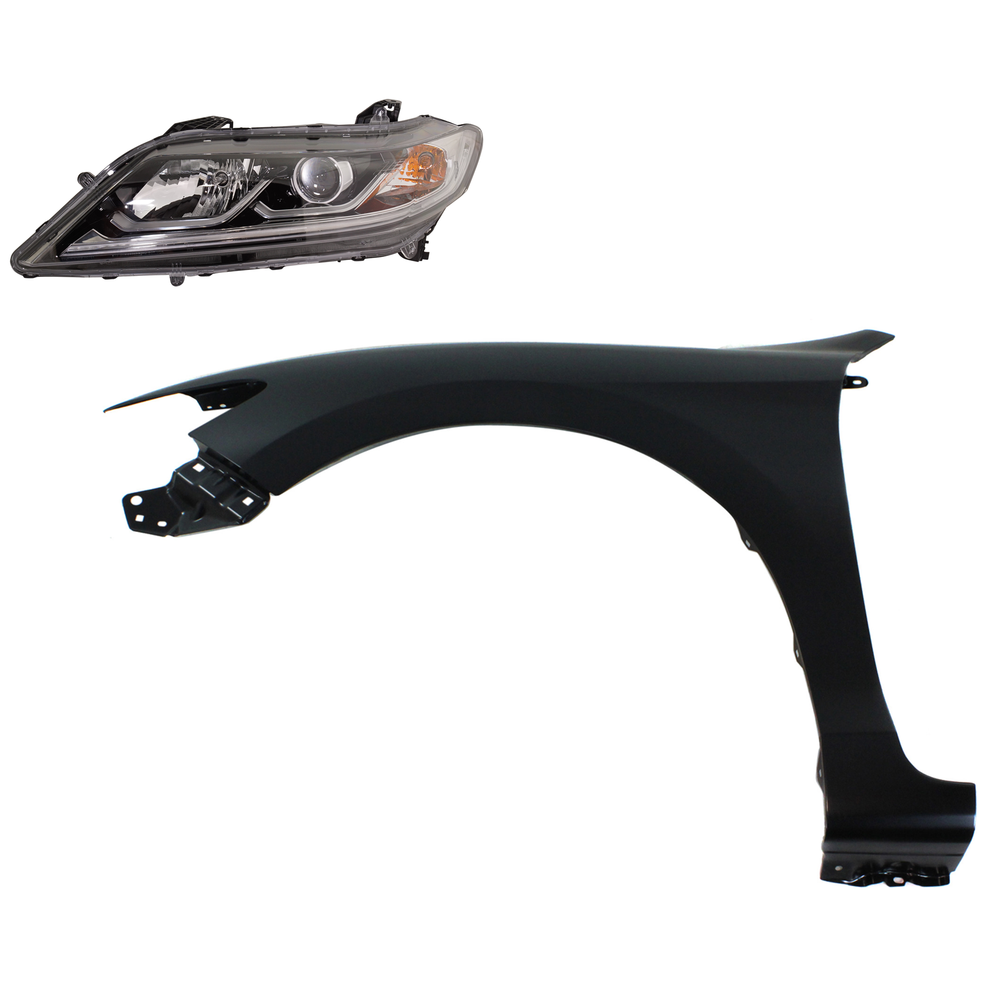 AM ACCORD 16-17 HEAD LAMP LH Assembly Halogen 2 pc Kit with Fender SKU KIT 030323-29105 Partslink HO2502181 HO1240186 OEM 33150T3LA31-60261T3LA90ZZ