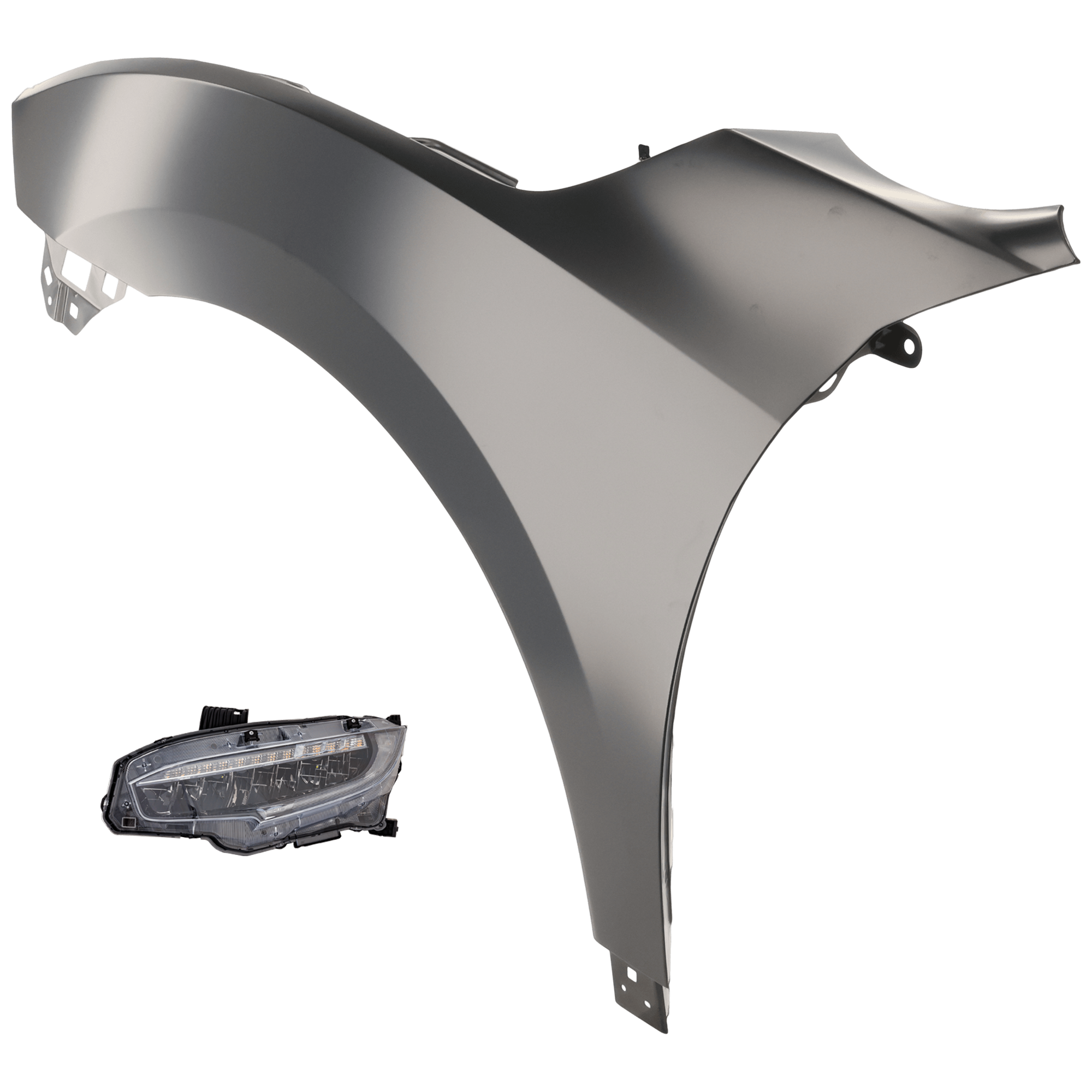 AM CIVIC 19-21 FRONT FENDER LH 2 pc Kit with Headlight SKU KIT 030323-29805 Partslink HO1240200C HO2502195C OEM 33150TBAA22-06336TBA305-60261T