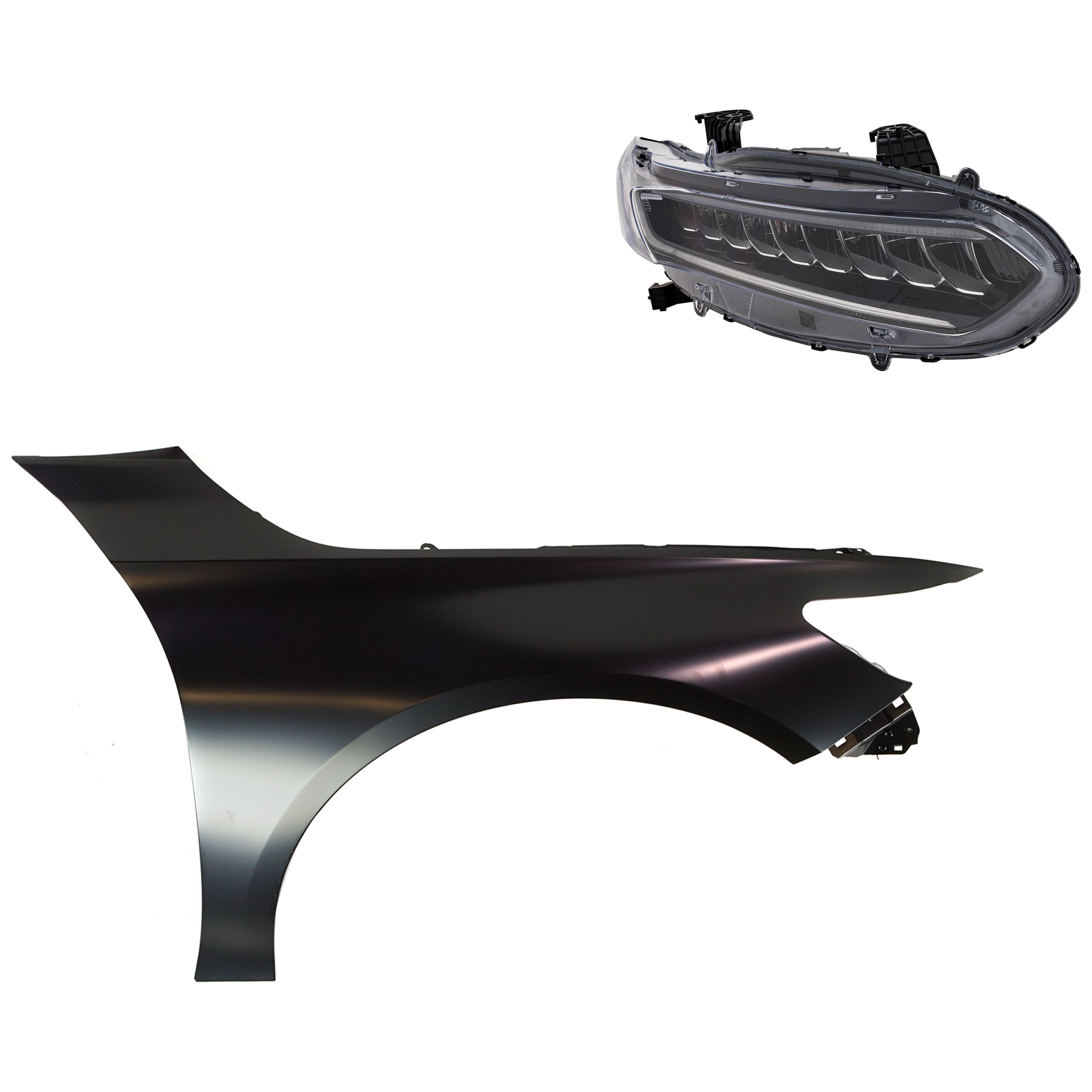 AM ACCORD 21-21 HEAD LAMP RH Assembly LED 2 pc Kit with Fender SKU KIT 030323-30304 Partslink HO2503202 HO1241196 OEM 33100TVAA41-33100TVAA42-60210T