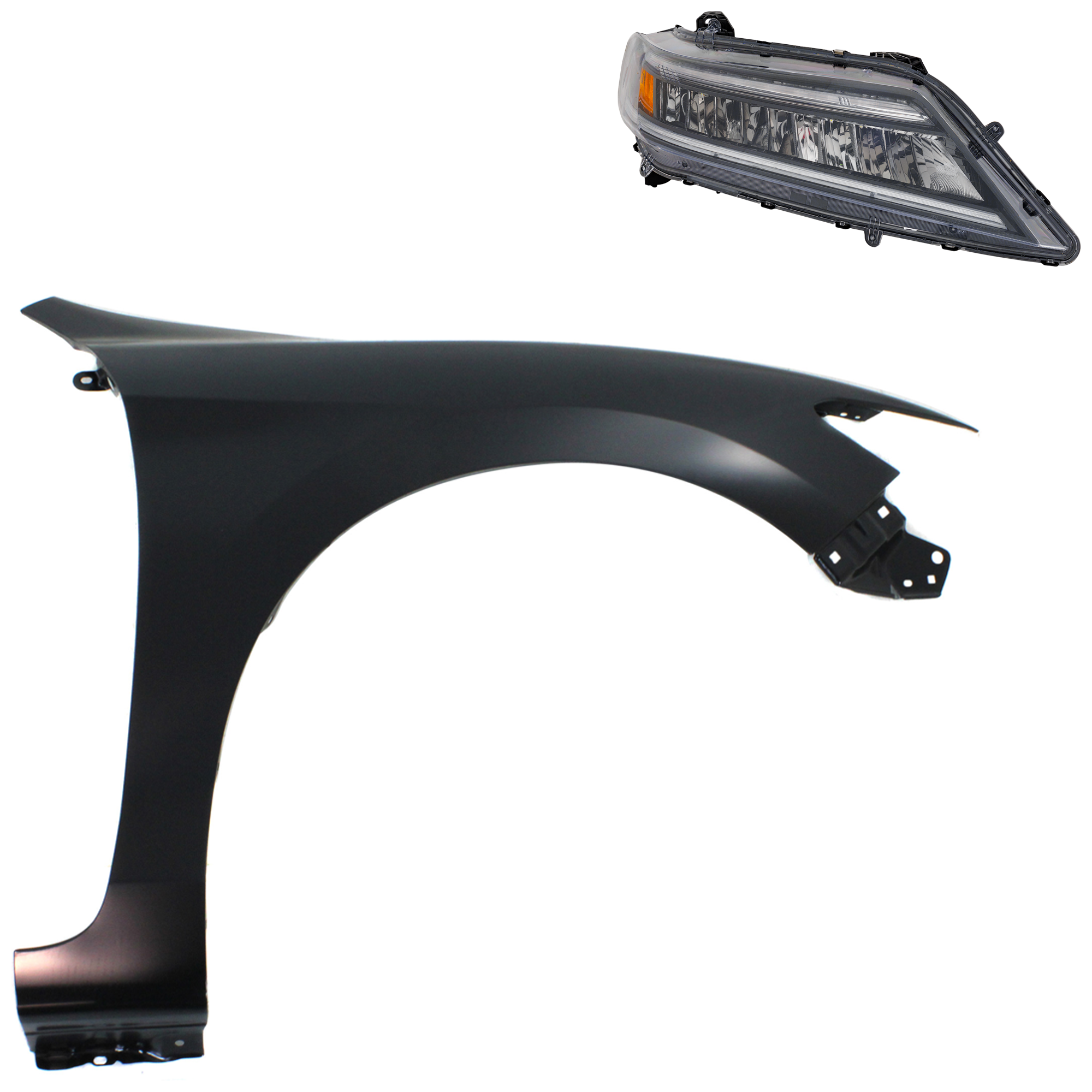 AM ACCORD 16-17 HEAD LAMP RH LED Assembly 2 pc Kit with Fender SKU KIT 030323-30604 Partslink HO2503184 HO1241186 OEM 33100T3LA51-60211T3LA90ZZ