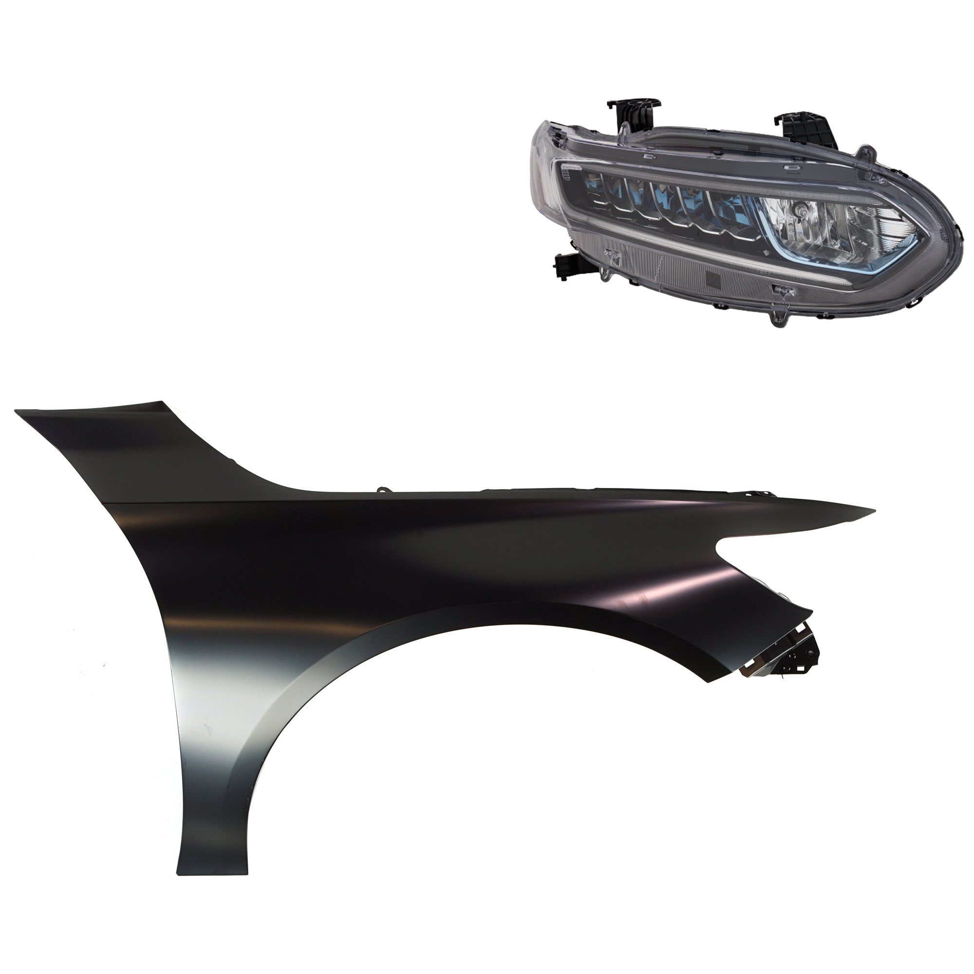 AM ACCORD 18-20 FRONT FENDER RH Primed 2 pc Kit with Headlight SKU KIT 030323-31004 Partslink HO1241196C HO2503196C OEM 33100TVAA52-60210TVAA00ZZ