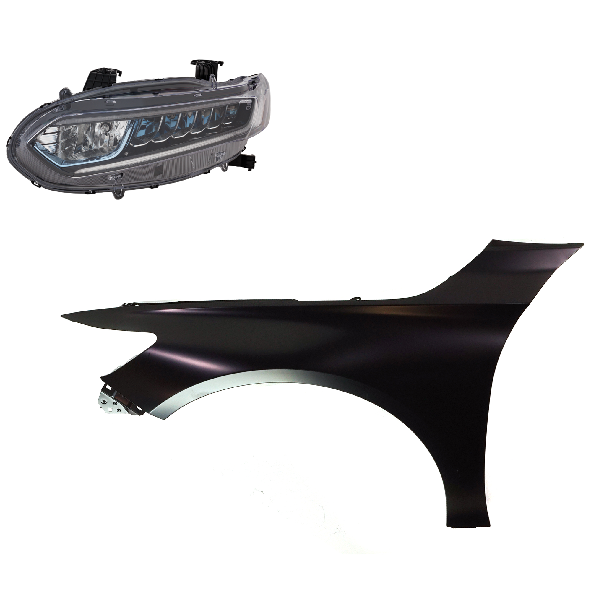 AM ACCORD 18-20 FRONT FENDER LH Primed 2 pc Kit with Headlight SKU KIT 030323-31005 Partslink HO1240196C HO2502196C OEM 33150TVAA51-60260TVAA00ZZ