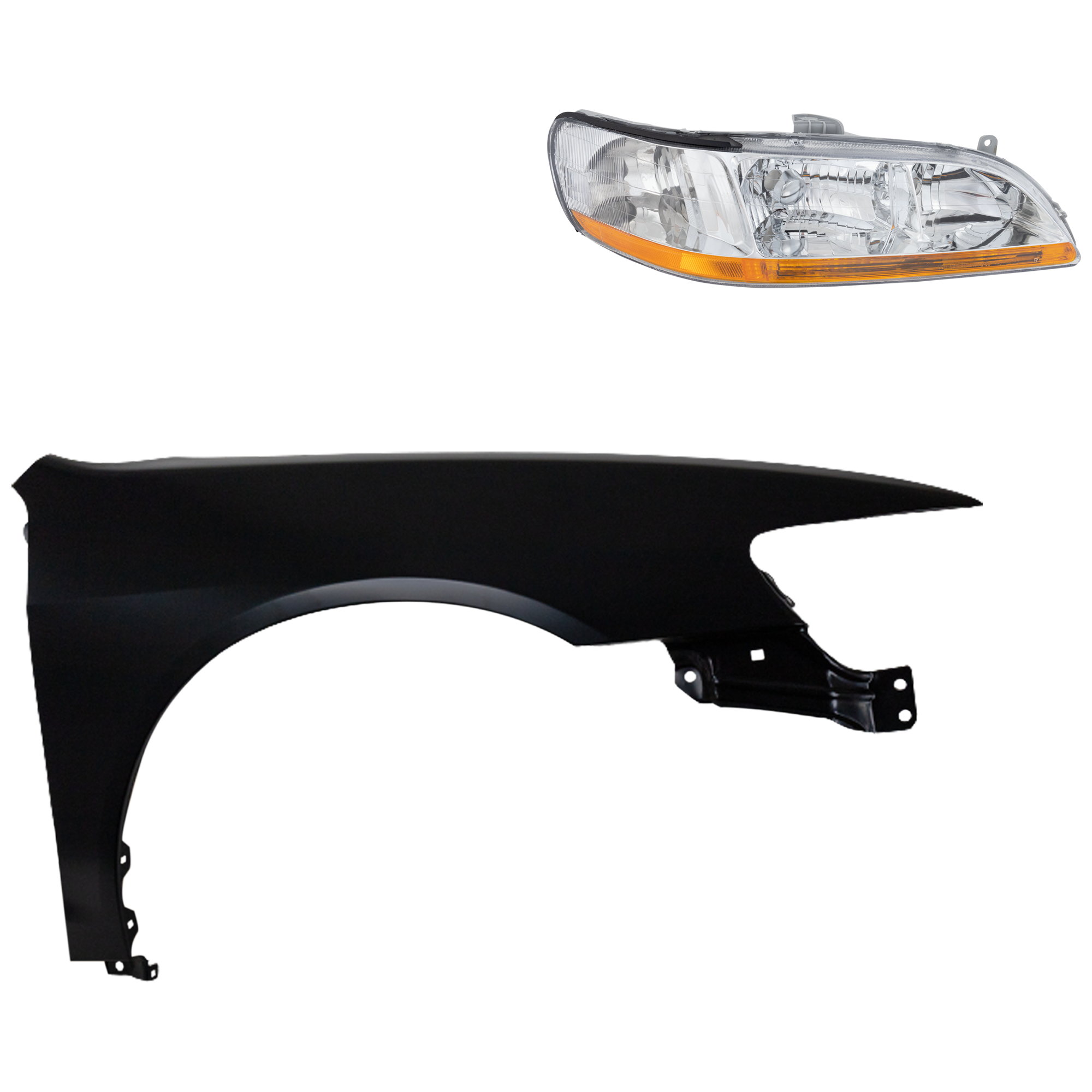 AM ACCORD 98-00 HEAD LAMP RH Lens and Housing Halogen 2 pc Kit with Fender SKU KIT 030323-8204 Partslink HO2503111 HO1241152 OEM 33101S84A01-60211S82A90ZZ