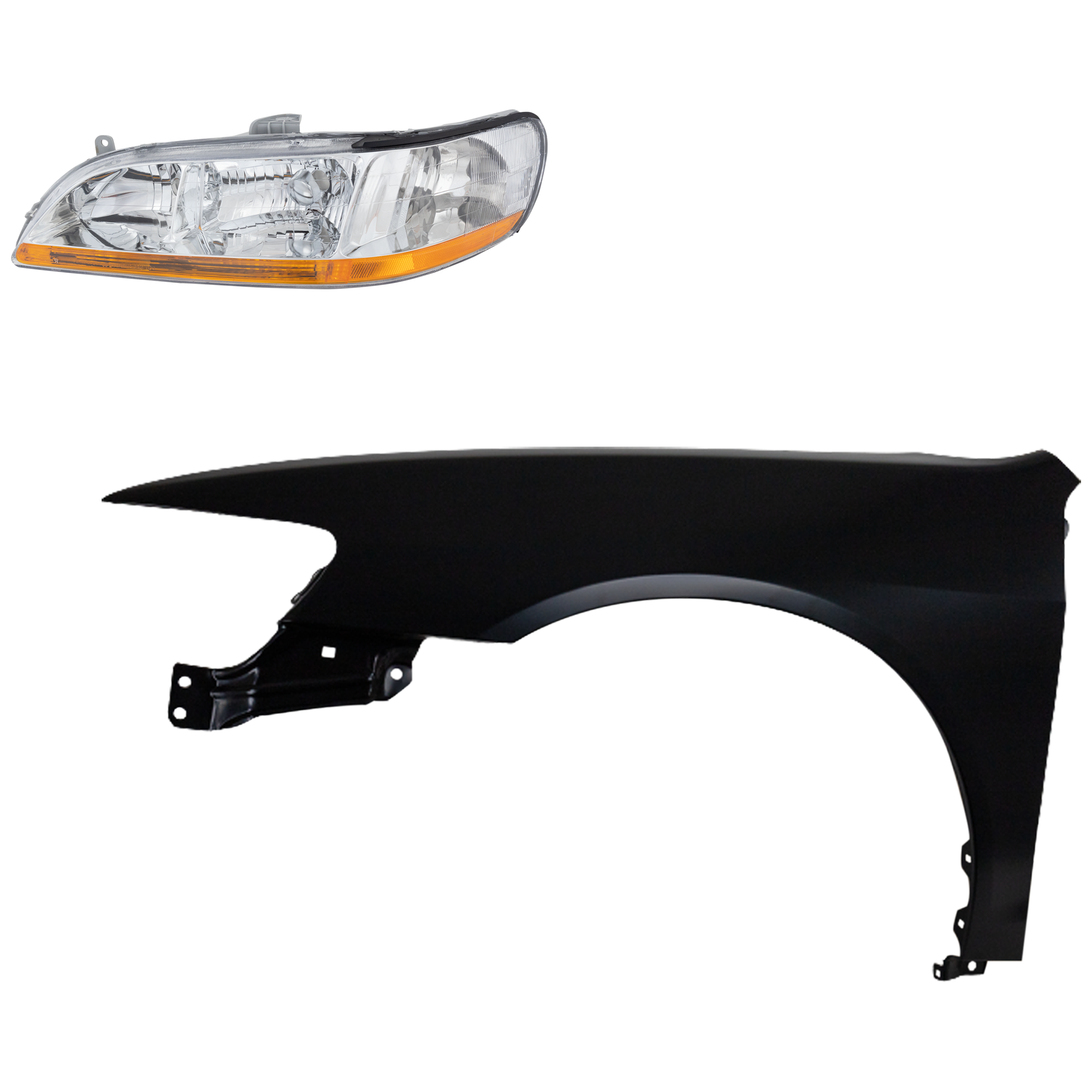 AM ACCORD 98-00 HEAD LAMP LH Lens and Housing Halogen 2 pc Kit with Fender SKU KIT 030323-8205 Partslink HO2502111 HO1240152 OEM 33151S84A01-60261S82A90ZZ