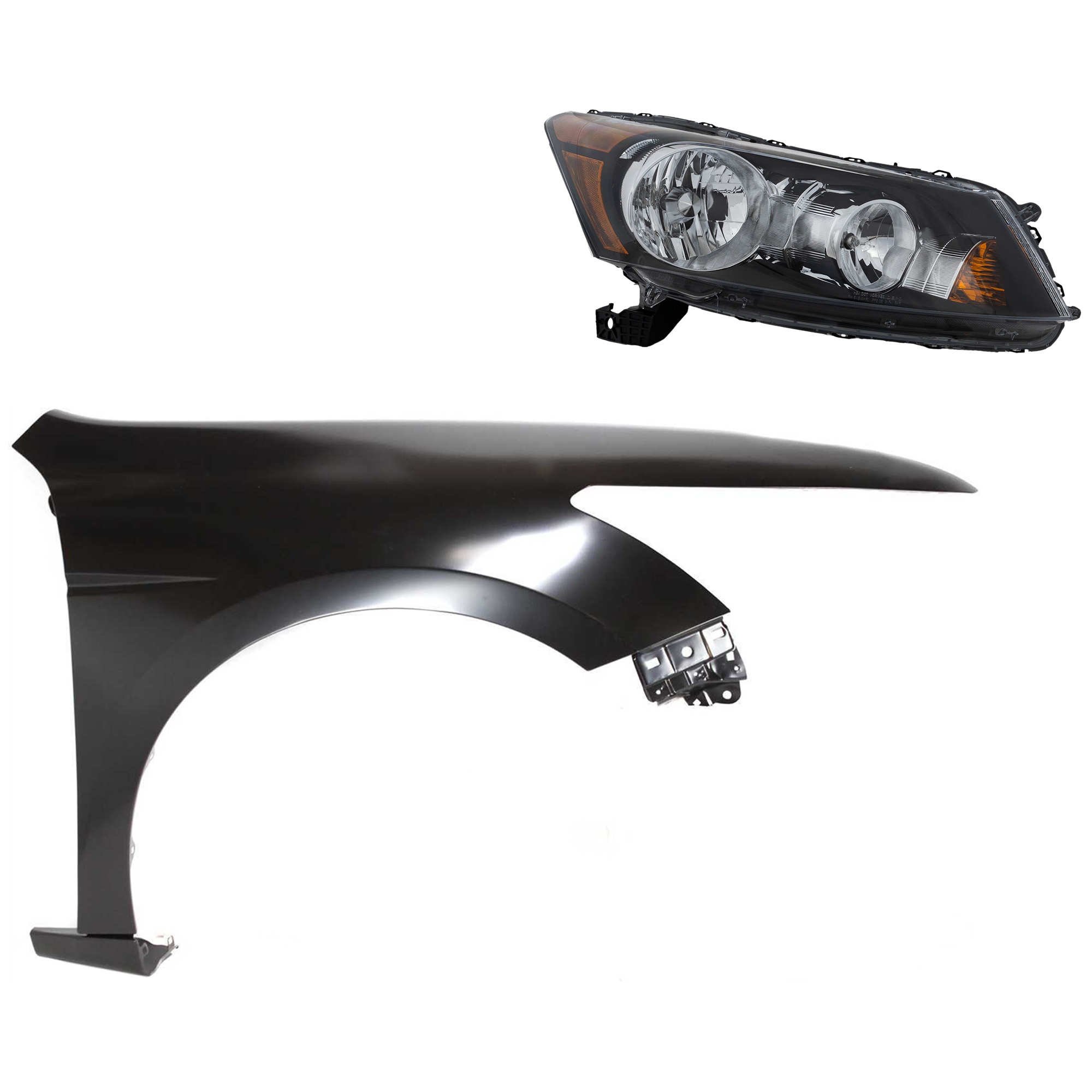 AM ACCORD 08-10 HEAD LAMP RH Assembly Halogen 2 pc Kit with Fender SKU KIT 030323-9404 Partslink HO2503130 HO1241173 OEM 33100TA0A01-60210TA0A91ZZ