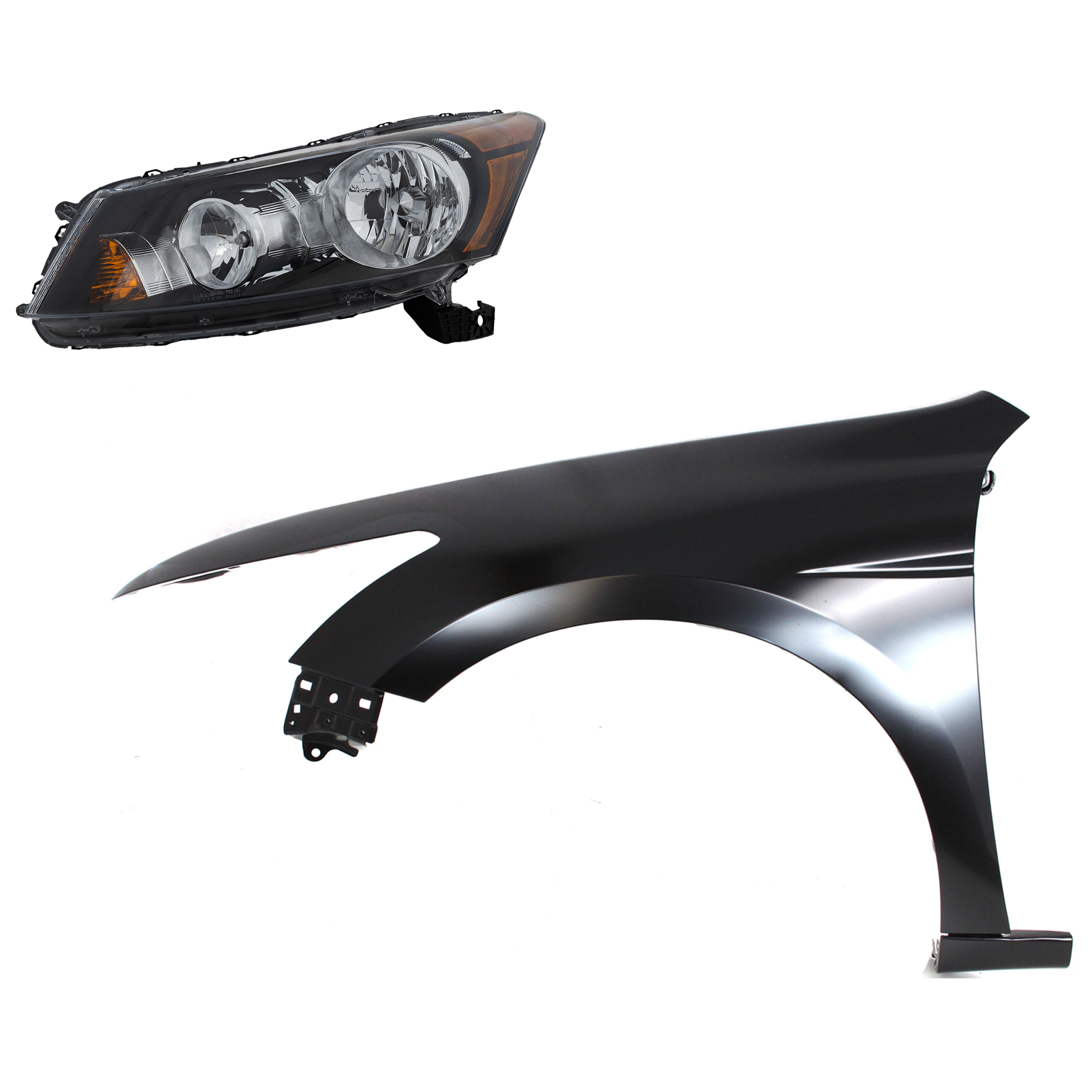 AM ACCORD 08-10 HEAD LAMP LH Assembly Halogen 2 pc Kit with Fender SKU KIT 030323-9405 Partslink HO2502130 HO1240173 OEM 33150TA0A01-60260TA0A91ZZ
