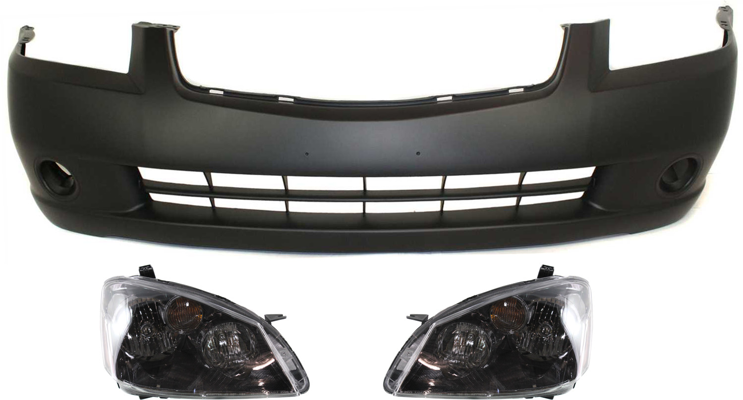 AM ALTIMA 05-06 HEAD LAMP RH AND LH Lens and Housing HID Xenon 3 pc Kit with Bumper Cover SKU KIT 030418-149 Partslink NI2519104 NI2518104 NI1000219 OEM 26025ZB900-26075ZB900-62022ZB0