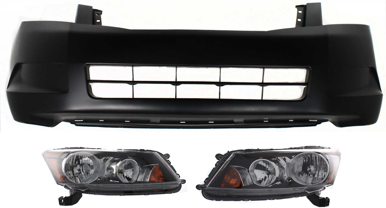 AM ACCORD 08-10 HEAD LAMP RH AND LH Assembly Halogen 3 pc Kit with Bumper Cover SKU KIT 030418-28 Partslink HO1000254C HO2502130C HO2503130C OEM 04711TA0A90ZZ 33100TA0A01-3315