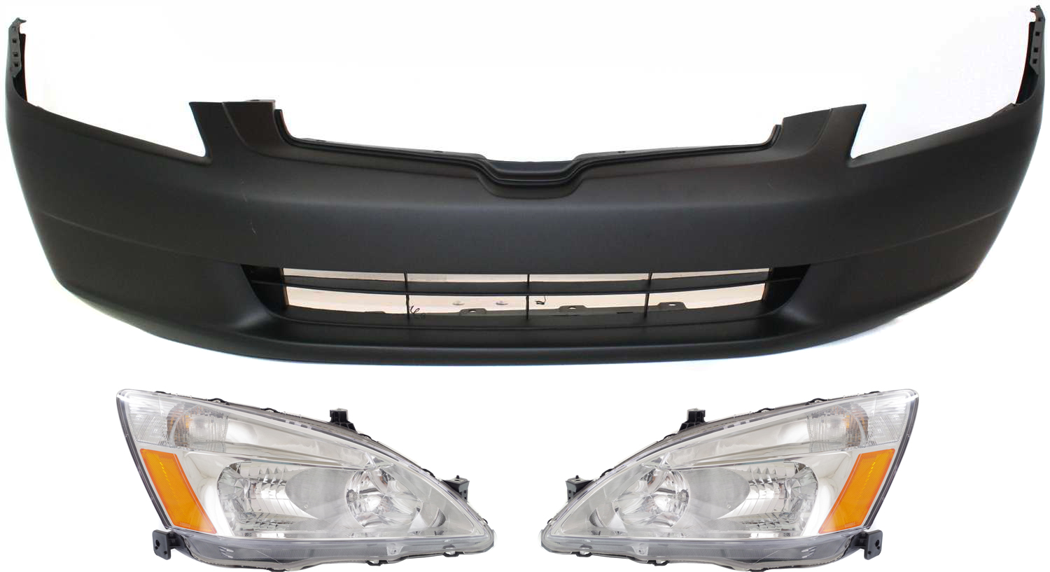 AM ACCORD 03-05 HEAD LAMP RH AND LH Assembly Halogen 3 pc Kit with Bumper Cover SKU KIT 030418-40 Partslink HO1000210 OEM 33101SDAA01 PFM 33151SDAA01 PF