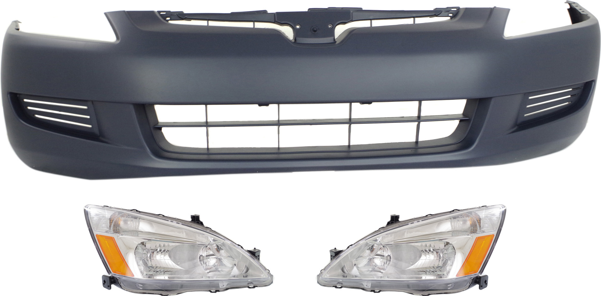AM ACCORD 03-05 HEAD LAMP RH AND LH Assembly Halogen 3 pc Kit with Bumper Cover SKU KIT 030418-41 Partslink HO1000211 OEM 33101SDAA01 PFM 33151SDAA01 PF