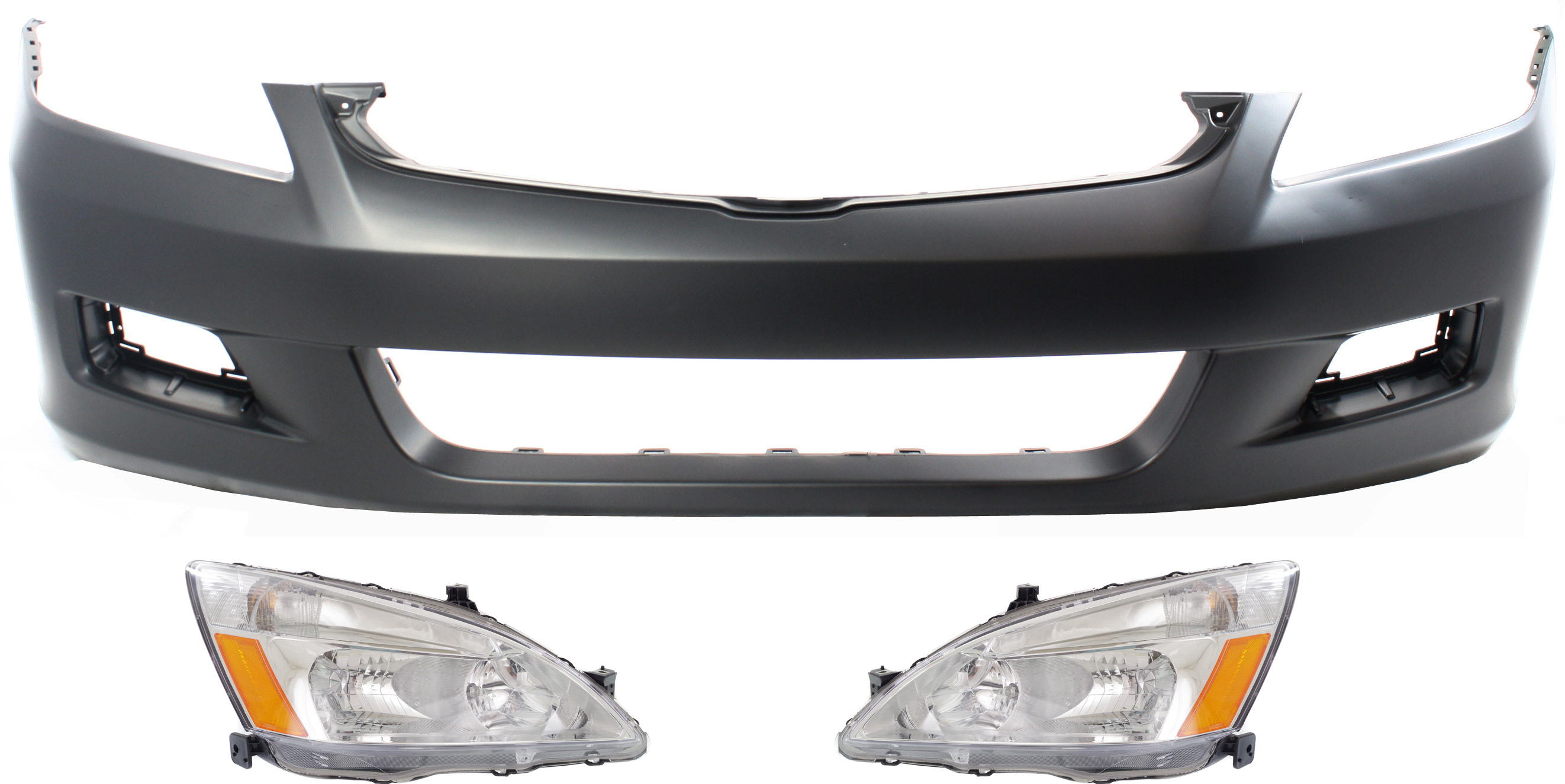 AM ACCORD 06-07 HEAD LAMP RH AND LH Assembly Halogen 3 pc Kit with Bumper Cover SKU KIT 030418-43 Partslink HO1000235 OEM 33101SDAA01 PFM 33151SDAA01 PF