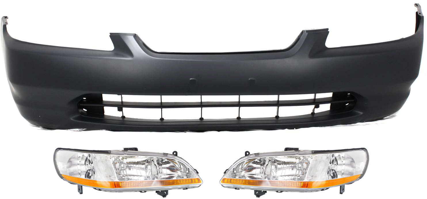 AM ACCORD 98-00 HEAD LAMP RH AND LH Lens and Housing Halogen 3 pc Kit with Bumper Cover SKU KIT 030418-58 Partslink HO2503111 HO2502111 HO1000179 OEM 33101S84A01-33151S84A01-04711S
